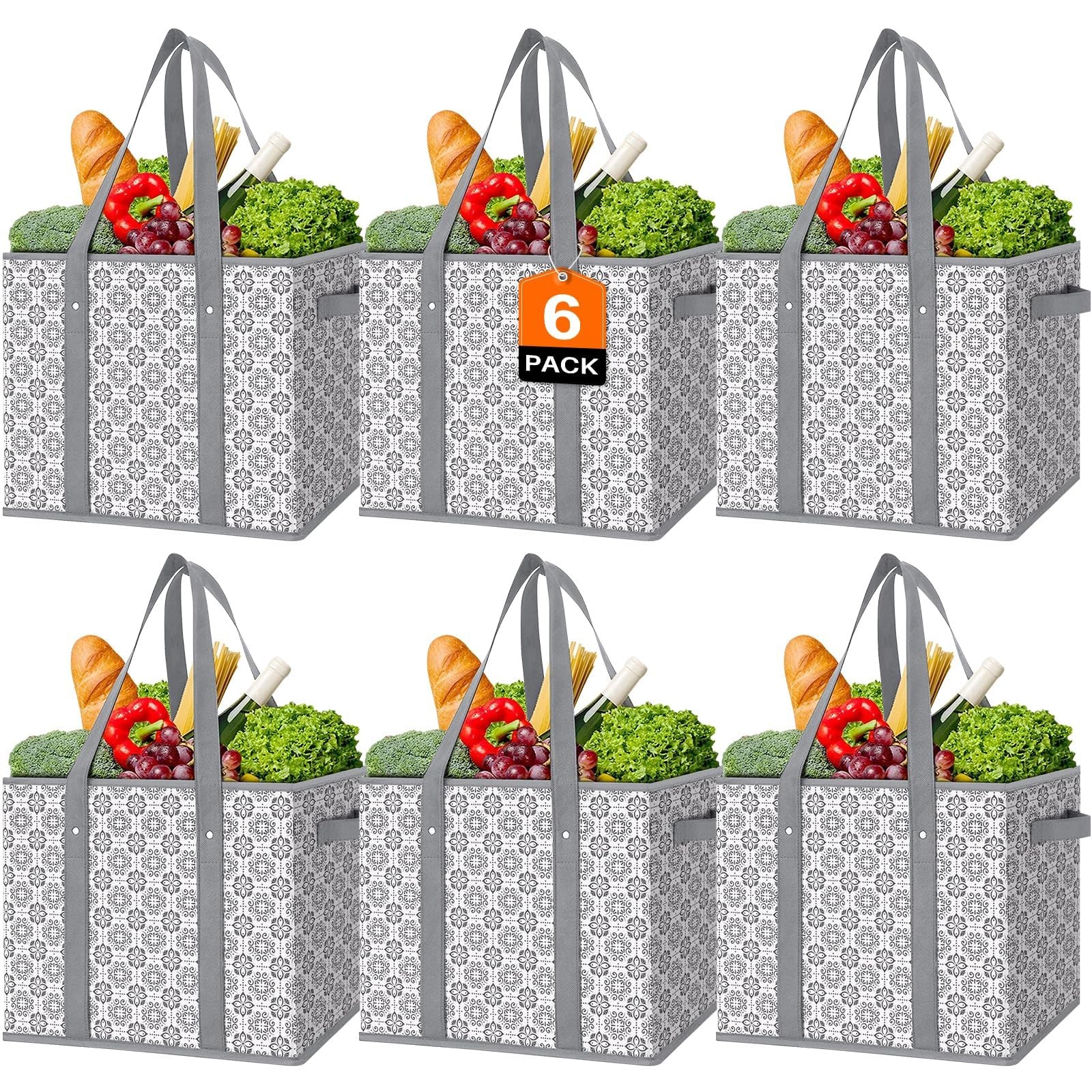 WISELIFE Reusable Grocery Bags 6 Pack,Large Grocery Tote Bag Water Resistant …
