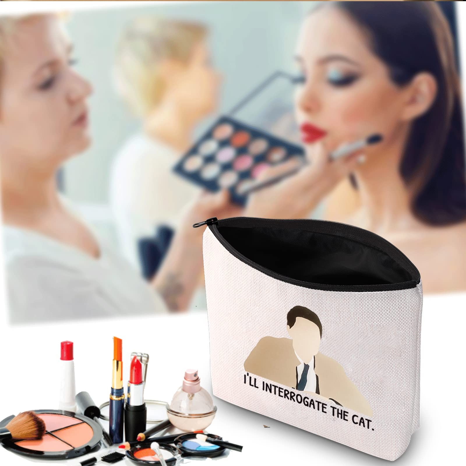 JXGZSO Inspired Gift I’ll Interrogate the Cat Makeup Bag Fans Gift…