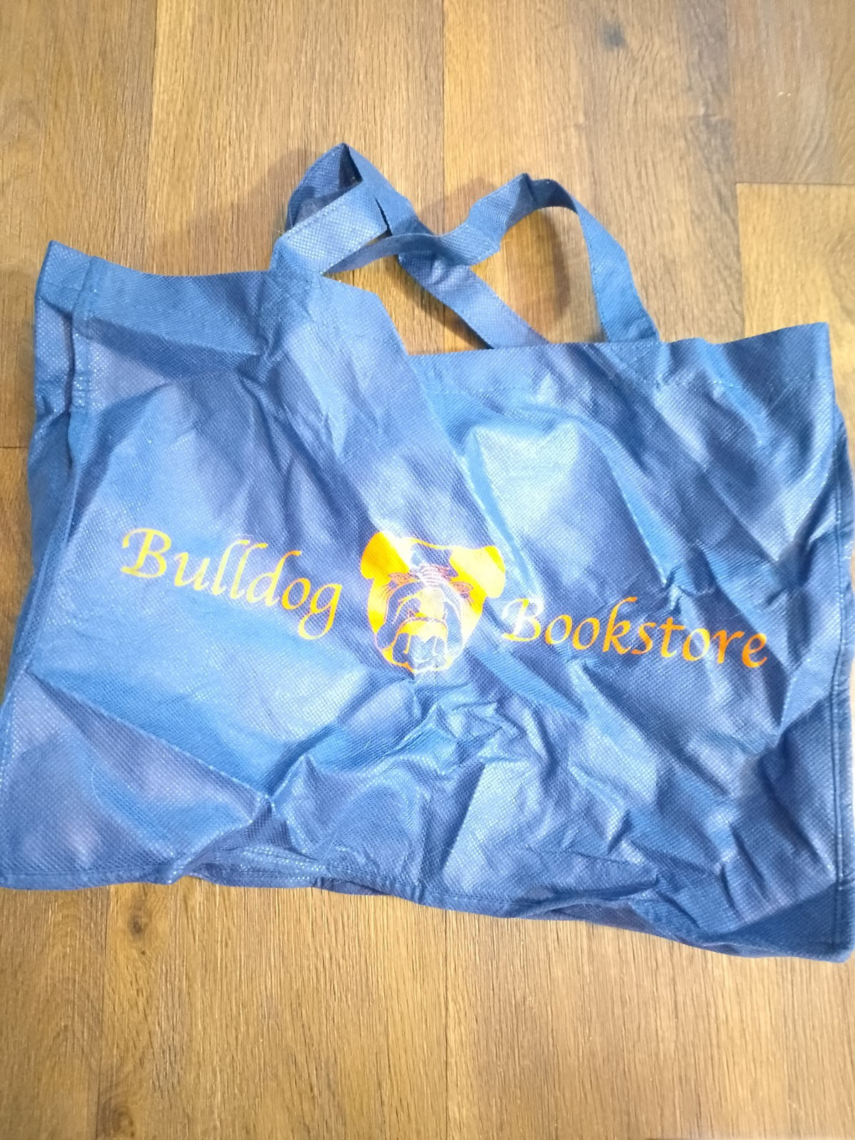 Blue Bulldog Bookstore shopping tote 15×5.5×11.5 inches used