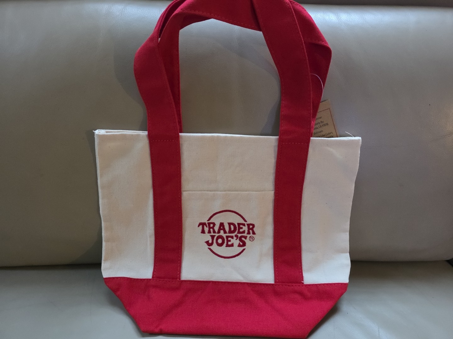 NEW WITH TAG Trader Joe’s Mini Canvas Tote Bag RED