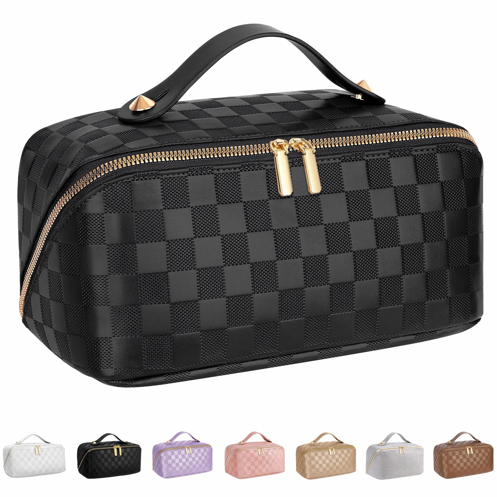 ALEXTINA Large Capacity Travel Cosmetic Bag – Portable Makeup Medium, black