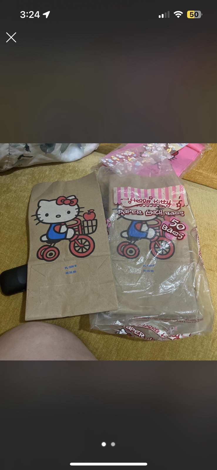 Sanrio Hello Kitty Paper Lunch Bags 16 Count Brown Pink Red Blue White 2005