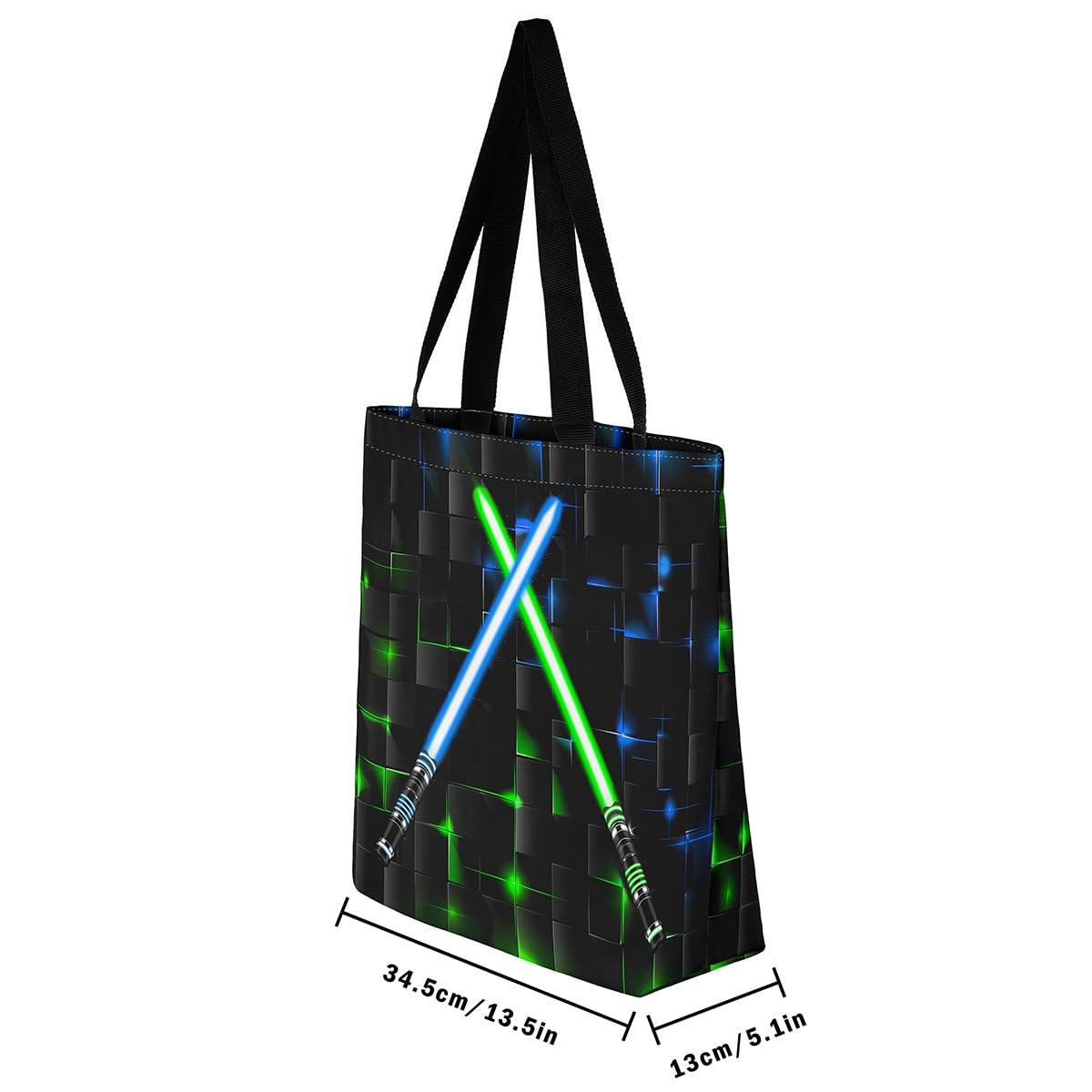 Blue Green Light Up Canvas Tote Bag Geometric Grid Shopping Canvas Bags,Teens…
