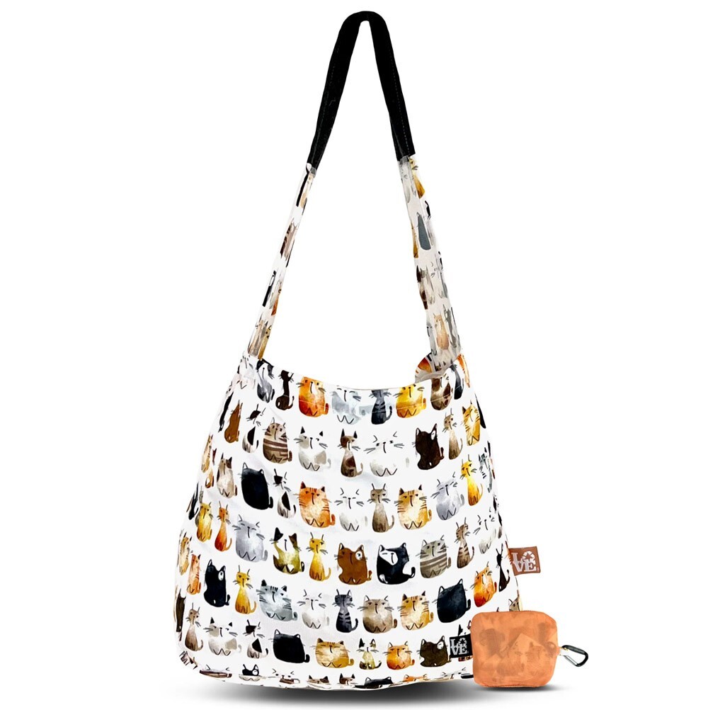 LOVE REUSABLE BAG Cat’s Meow Stash It Recycled Reusable Shopping Bag, 1 EA