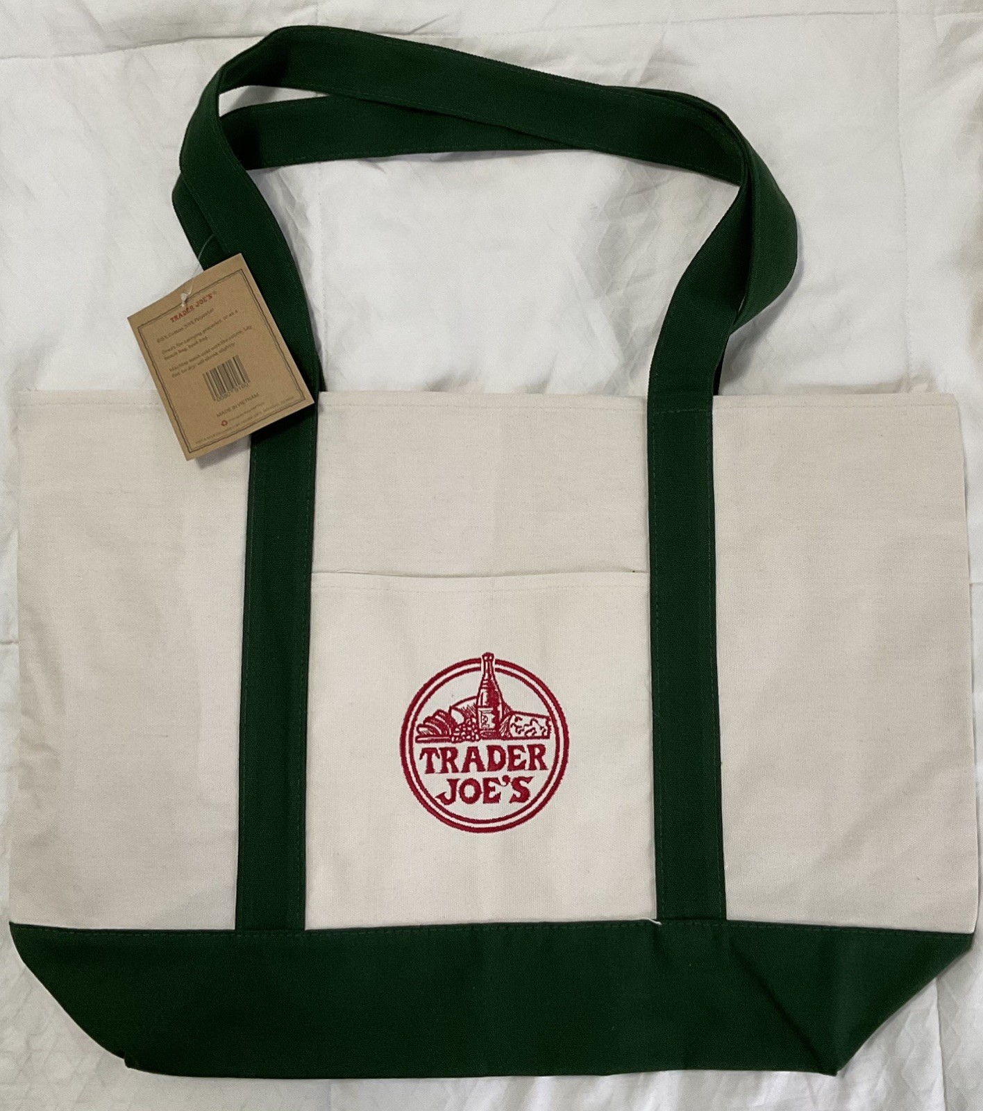 NEW, Trader Joe’s Viral Large Green Canvas Tote Bags-Lot of 4