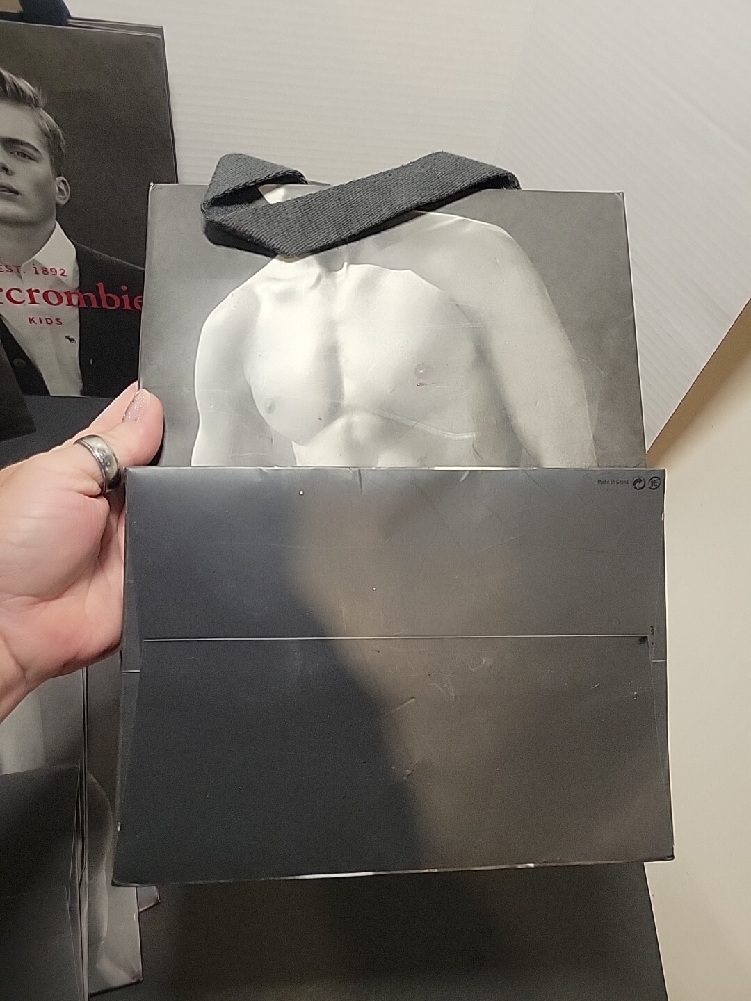 Set Of 6 Abercrombie & Fitch Shopping Bag Canvas Handles Model Photos