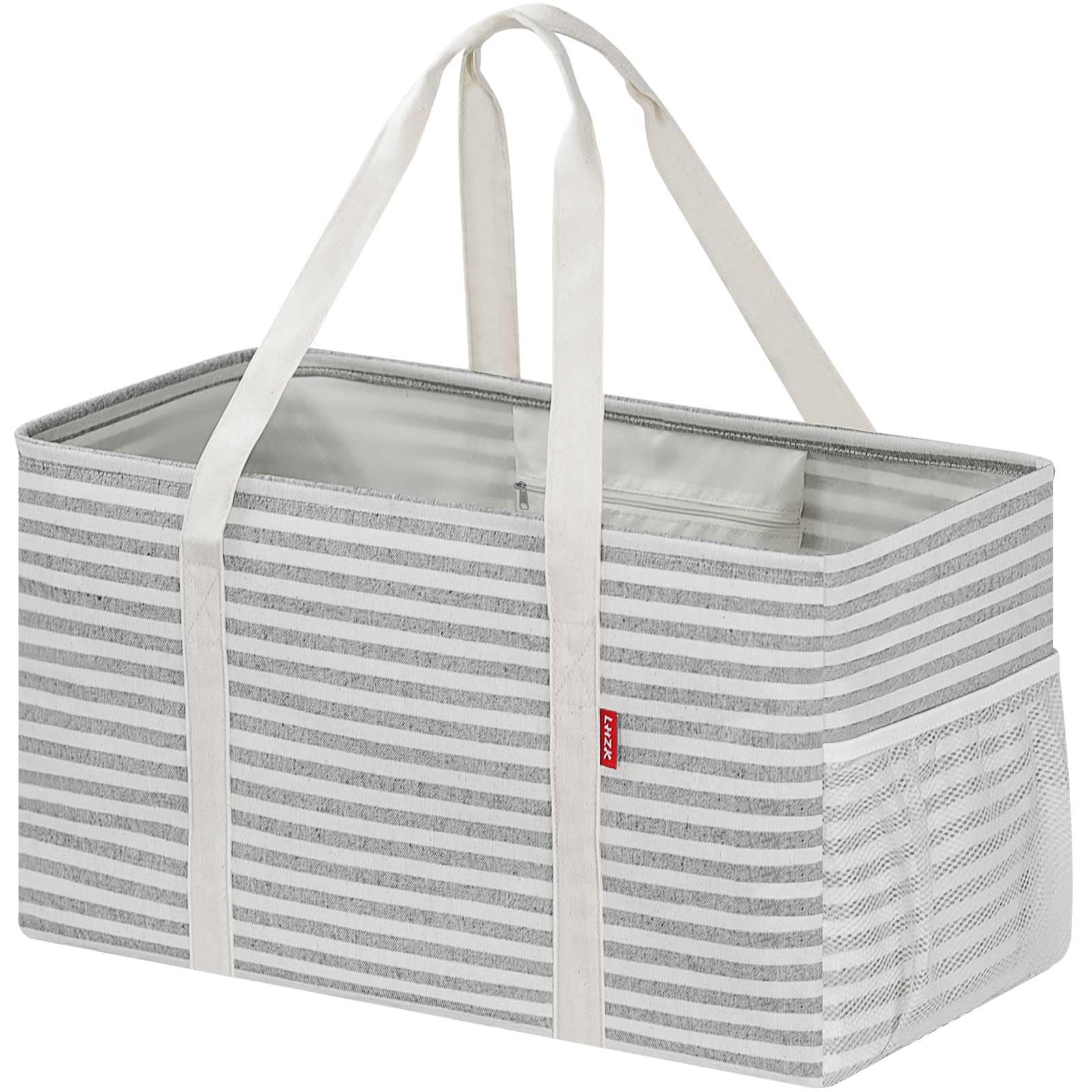 Standing Extra Large Utility Tote Bag with Metal Wire Frame and the Sides Rin…