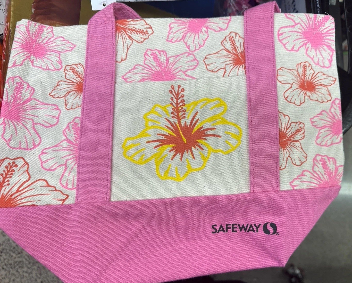 Safeway Hawaii Exclusive Hibiscus Mini Canvas Tote Bag Limited Edition NEW Disco
