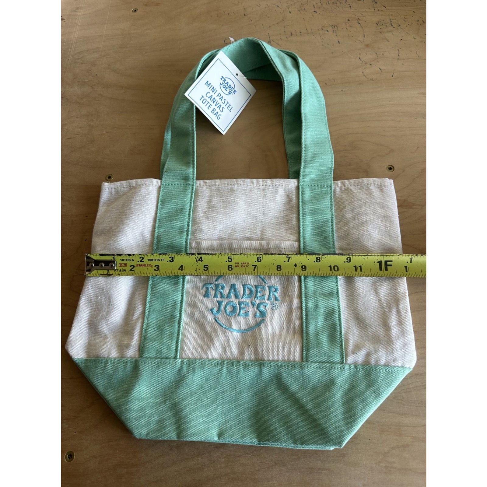 Trader Joe’s Pastel Green Mini Tote Canvas Viral Limited Release NWT