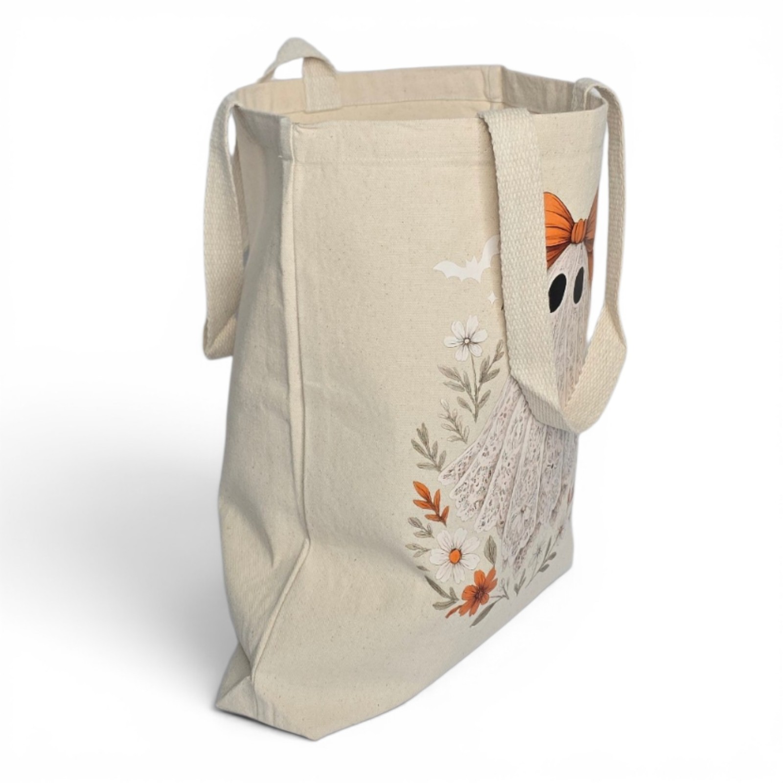 Halloween Ghost Canvas tote Bag 15X15 Cotton Reusable Shopping Beach Book Bag