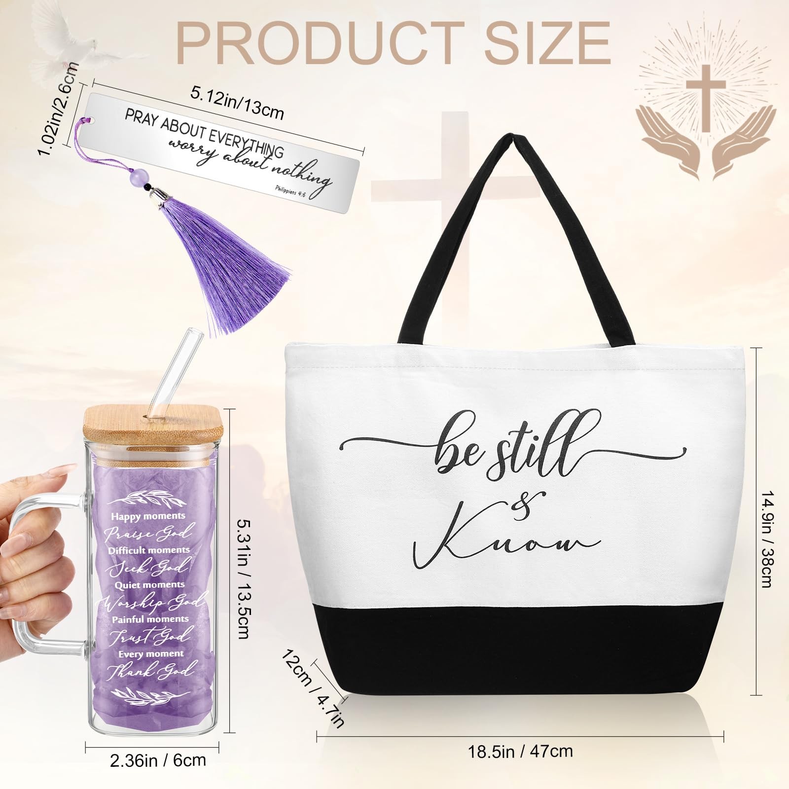 3 Pcs Christian Scripture Gifts for Women Teacher Religious Tote Bags Cups Bi…