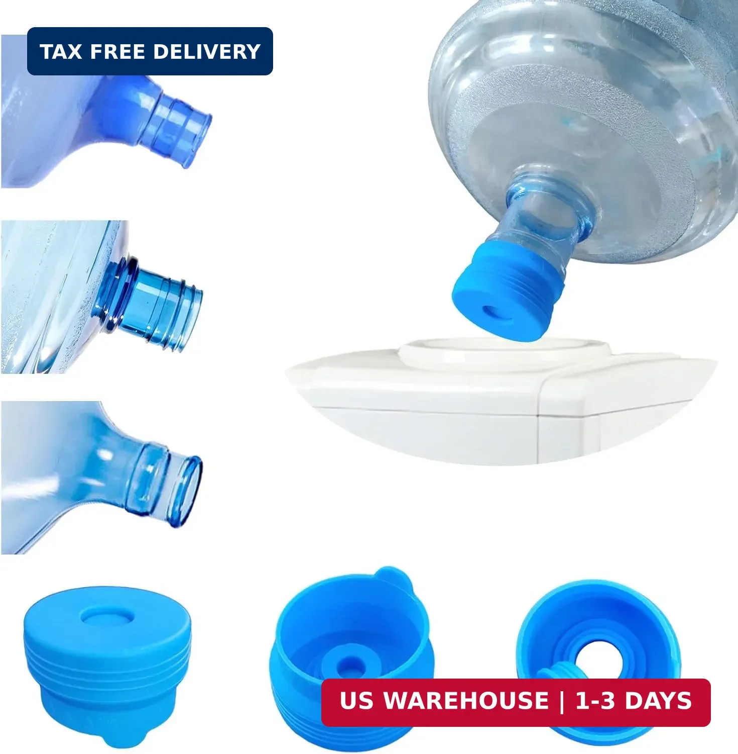3 Pack Reusable 3 & 5 Gallon Water Jug Cap, Upgrade Silicone Reusable Replacemen