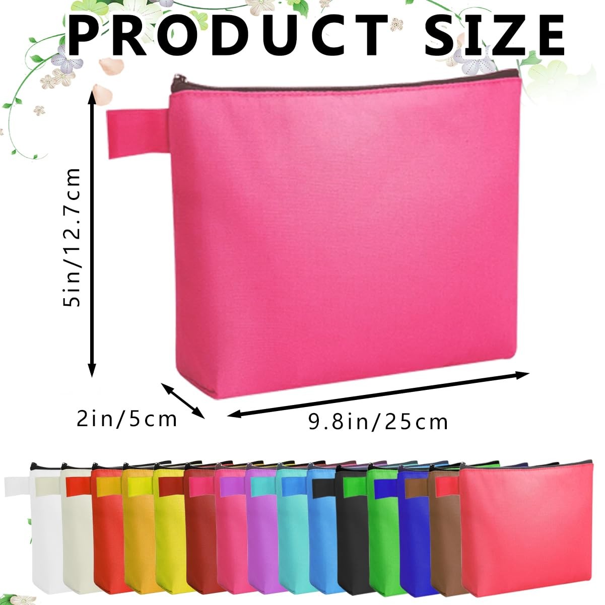 60 Pcs Canvas Makeup Bags Bulk Multi-Purpose 9.8 x 5 x 2 Inch, Multicolor