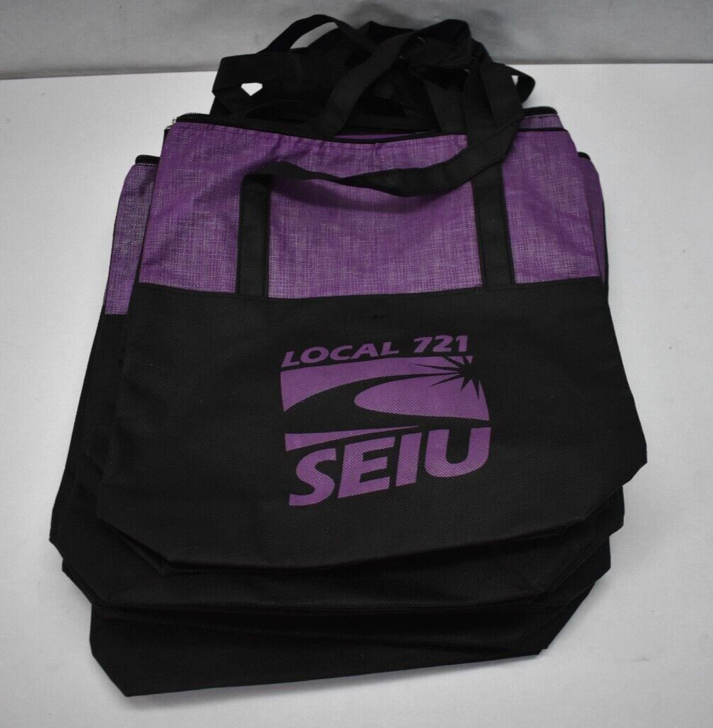 Lot of 11 Shopping Bags w Zipper Closure & Hook & Loop Front Pouch Purple/Black