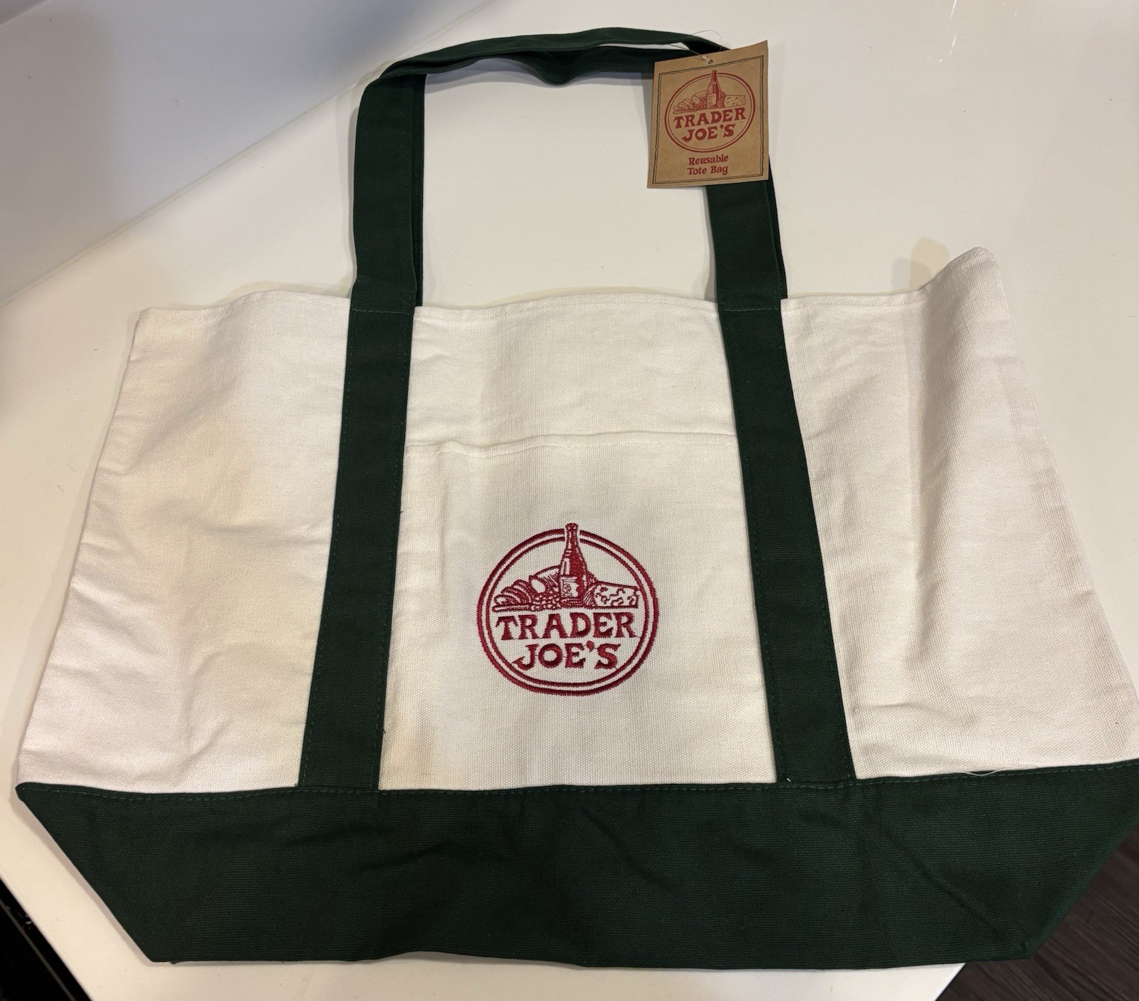 Trader Joe’s Canvas Large Classic Green Shopping Bag Limited Tote New W/Tags