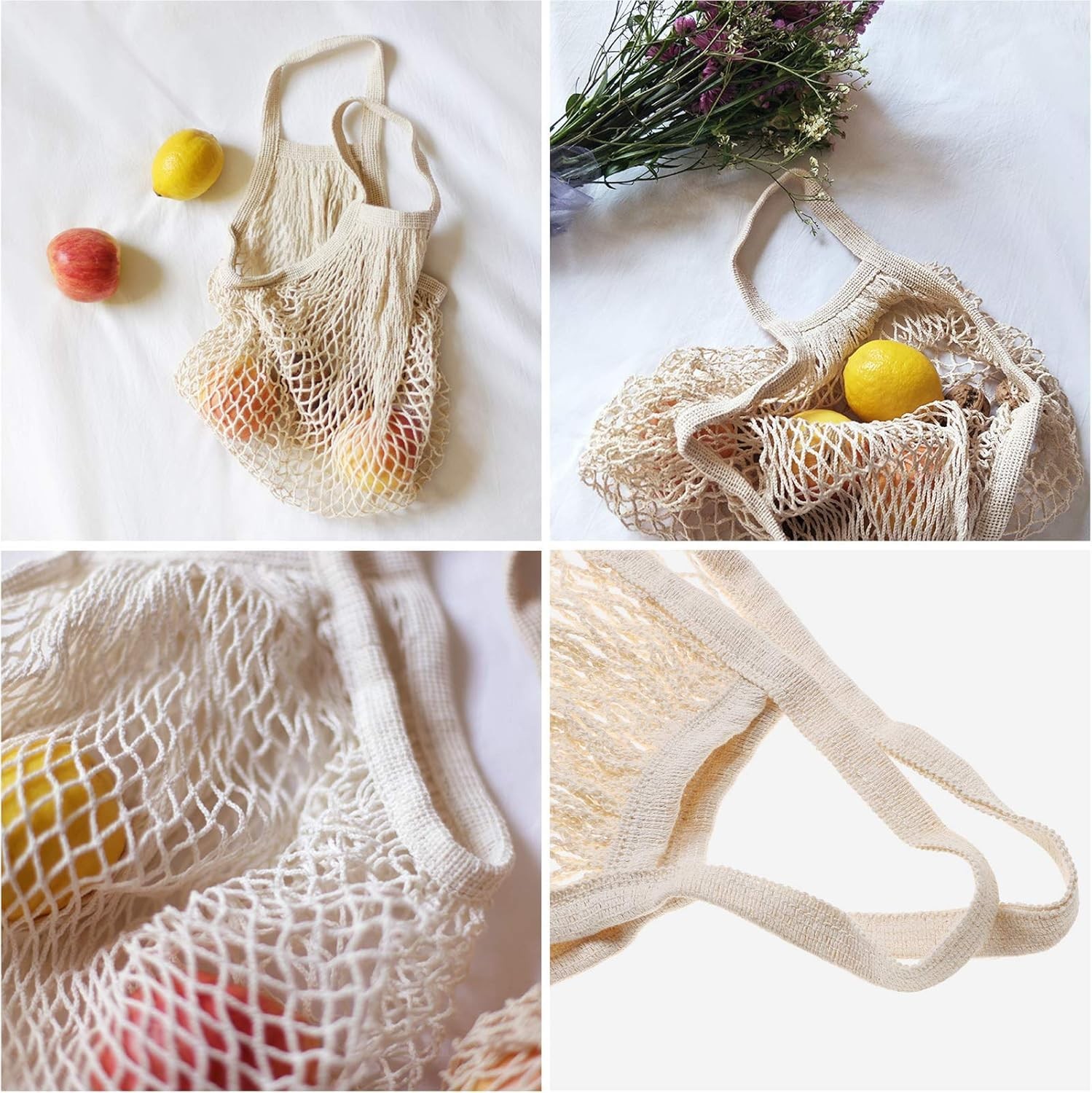 Reusable Cotton Mesh Produce Bag 16 Liter Yellow Grocery Fruit Food Storage