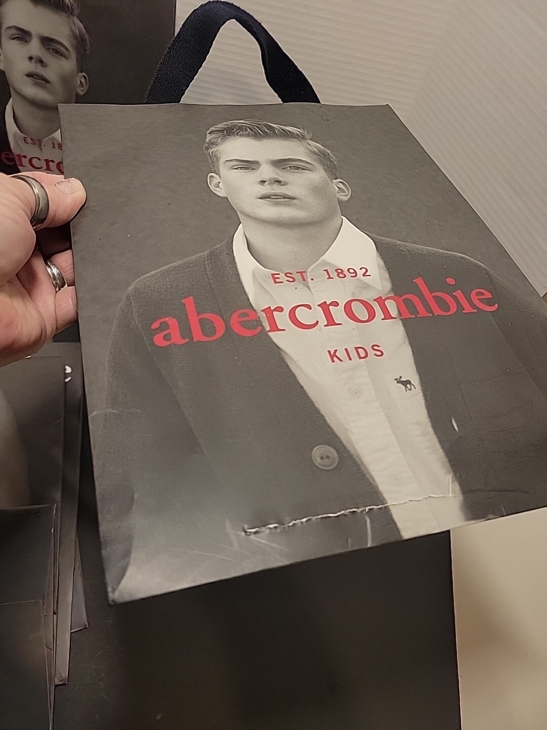 Set Of 6 Abercrombie & Fitch Shopping Bag Canvas Handles Model Photos