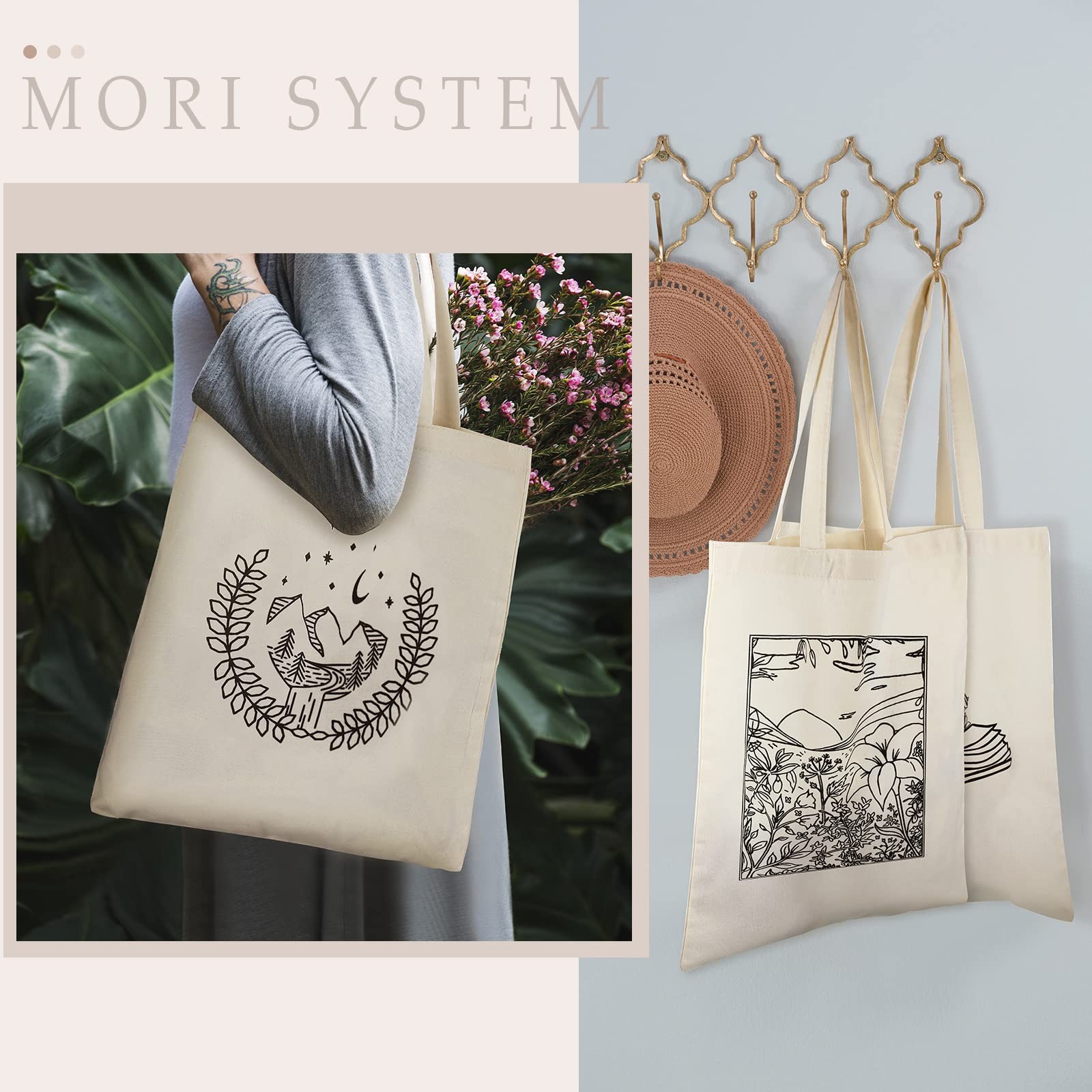 4 Pcs Canvas Tote Bag for Women Canvas Shopping Totes Aesthetic Reusable Groc…