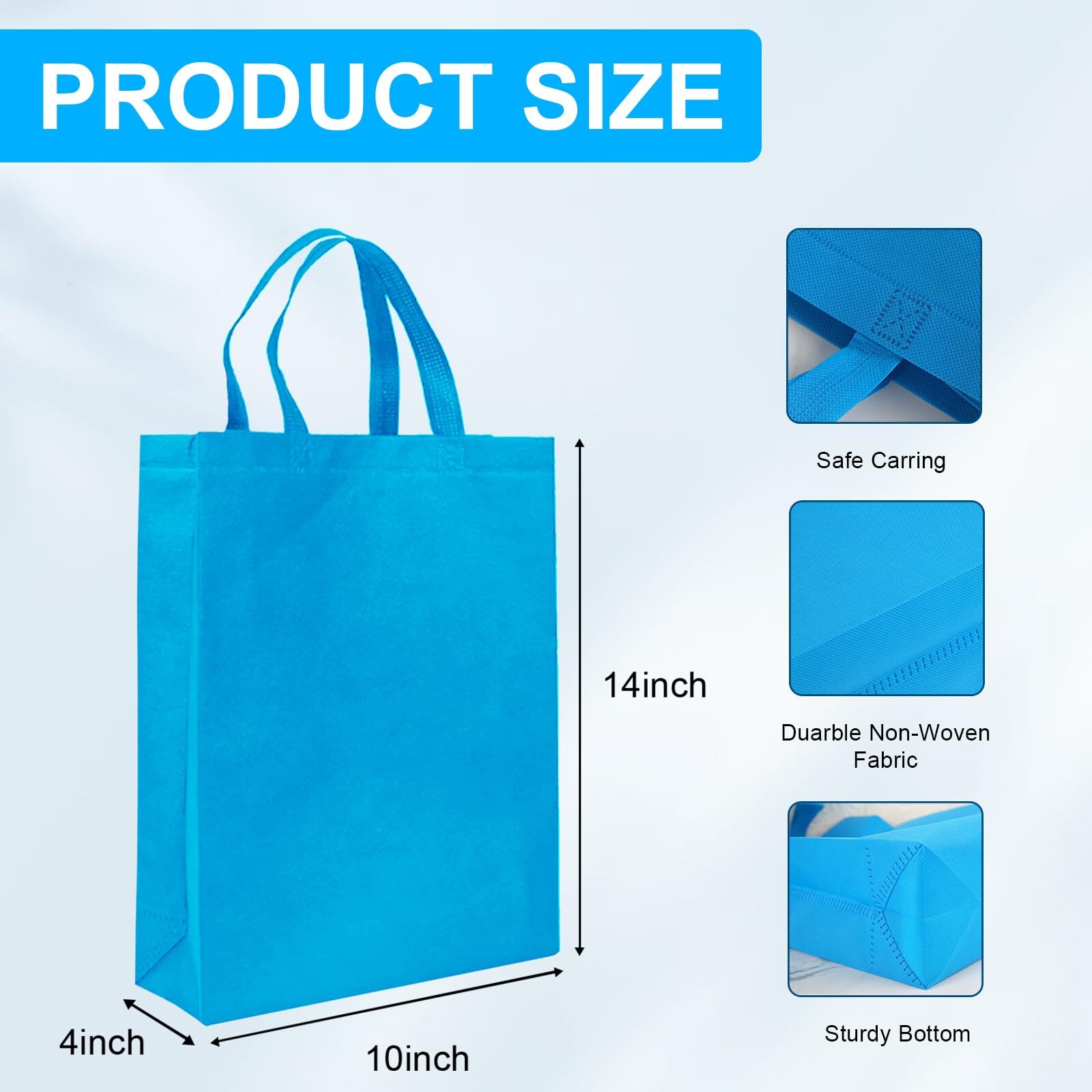 60 Pack Non-Woven Tote Bags Reusable Grocery Gift Bags 14″x10″ Multicolor