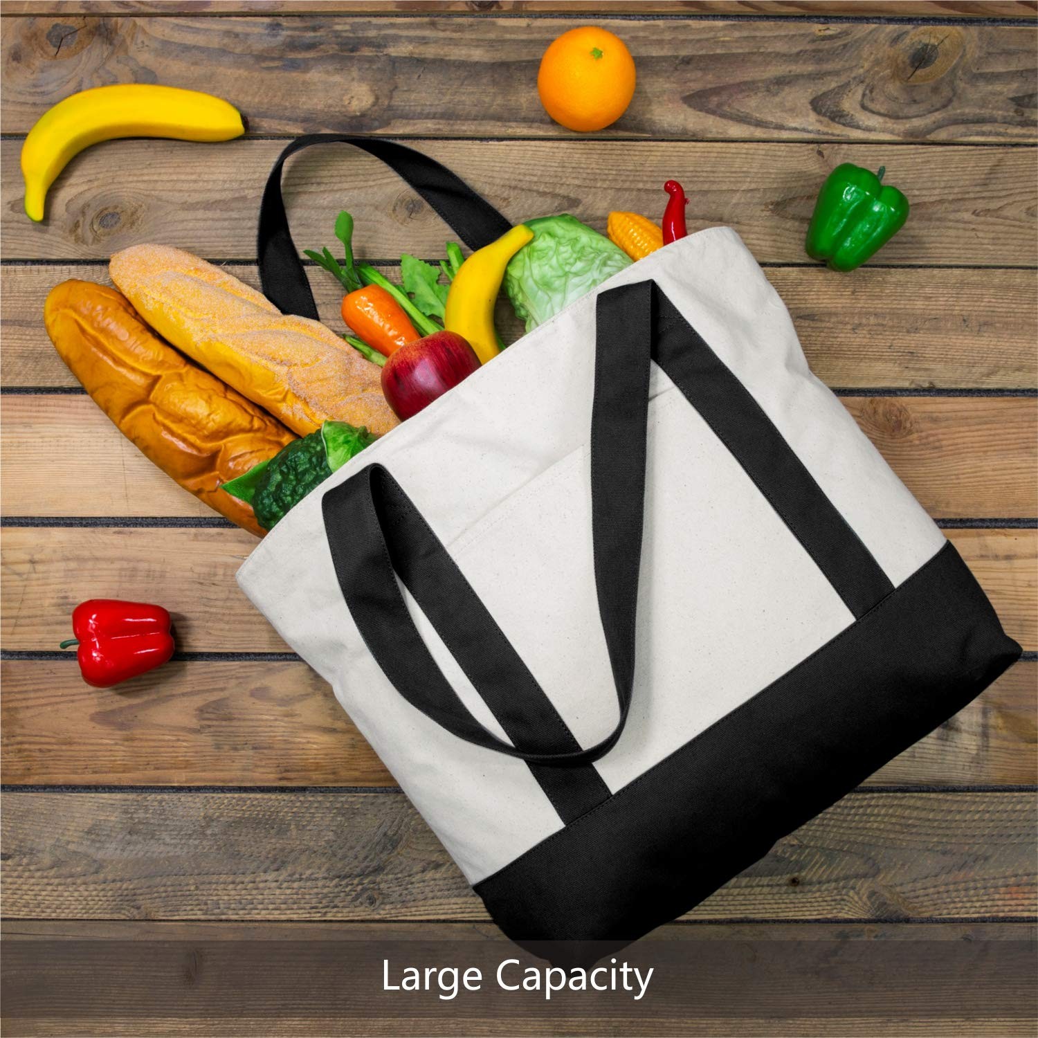 TOPDesign 1 | 3 | 6 | 30 Pack Canvas Tote Bag with an External Pocket, Reusab…