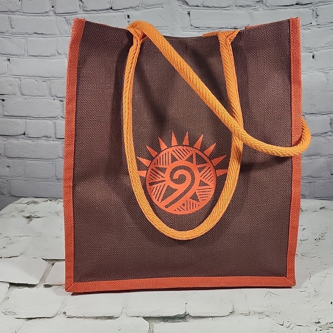 Shopping Tote Bag Woven Quality Brown Orange