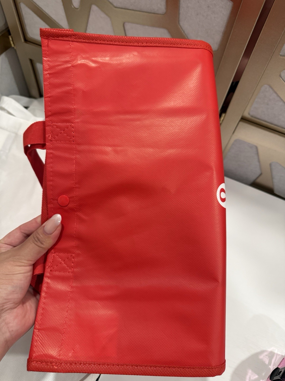New Lululemon Reusable Button Large Tote Shopper Shopping Bag Lot 3 White & Red