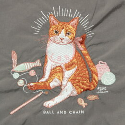 [US Tax Paid] Ball&Chain D.Baby Cat M Embroidered Reusable Shopping Bag Gray