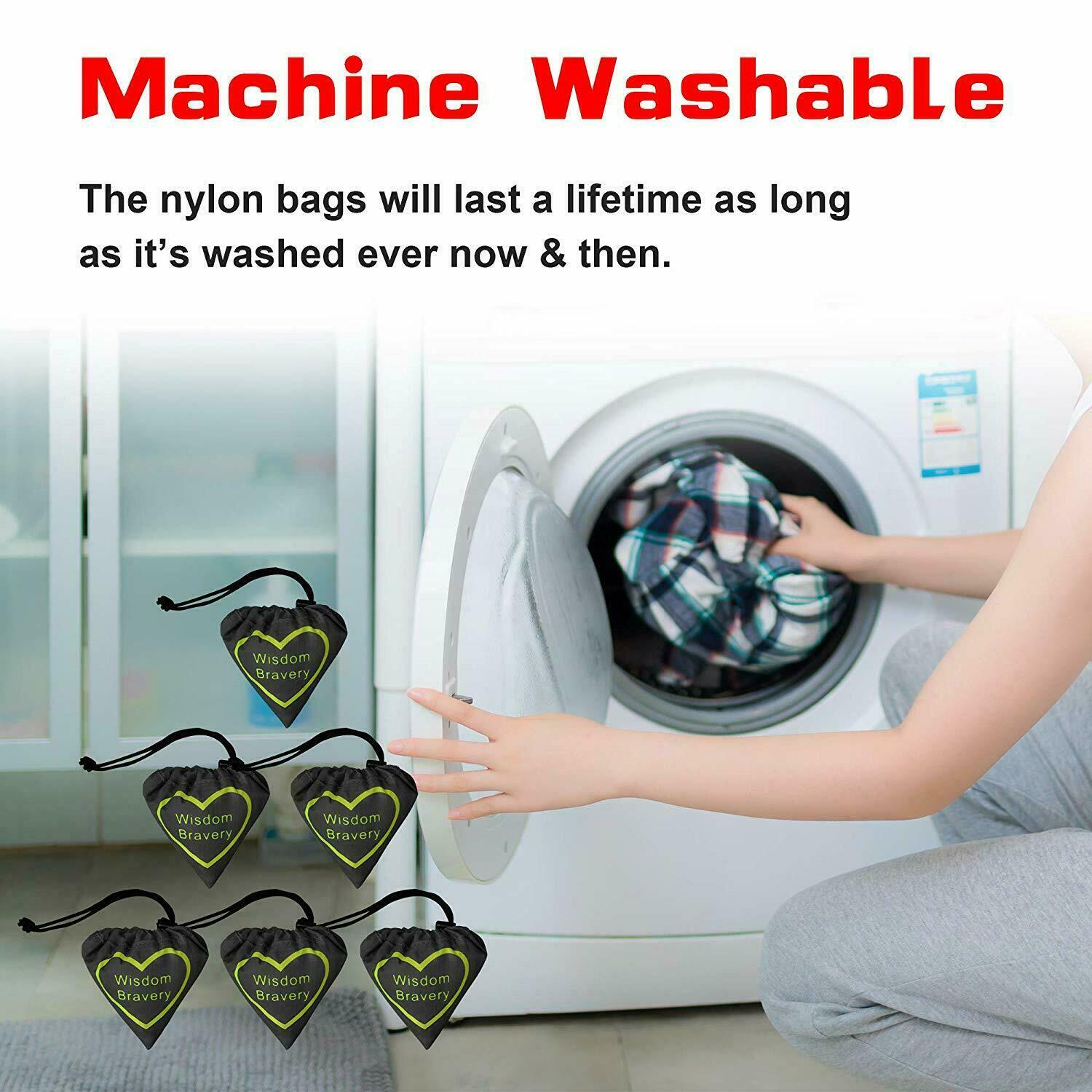 Reusable Grocery Bag 6 Pack Heavy Duty Shopping Tote Design Washable Polyester
