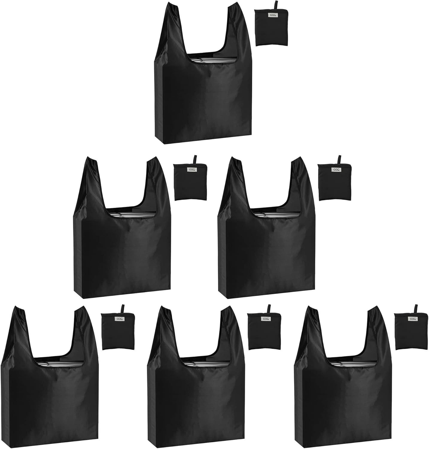 6 Pack Reusable Grocery Bags Heavy Duty Foldable Waterproof Shopping Tote Bags