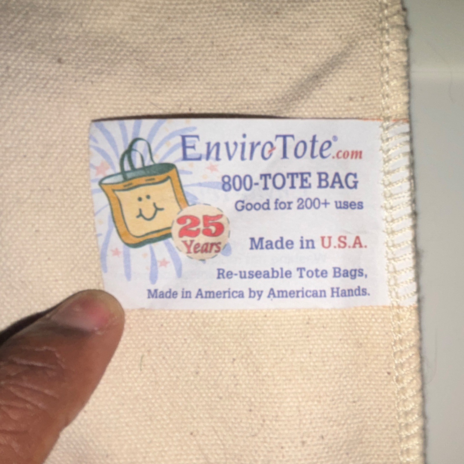 EnviroTote Small Canvas Reusable Tote Bag Beige Graphic Print Rare Book School