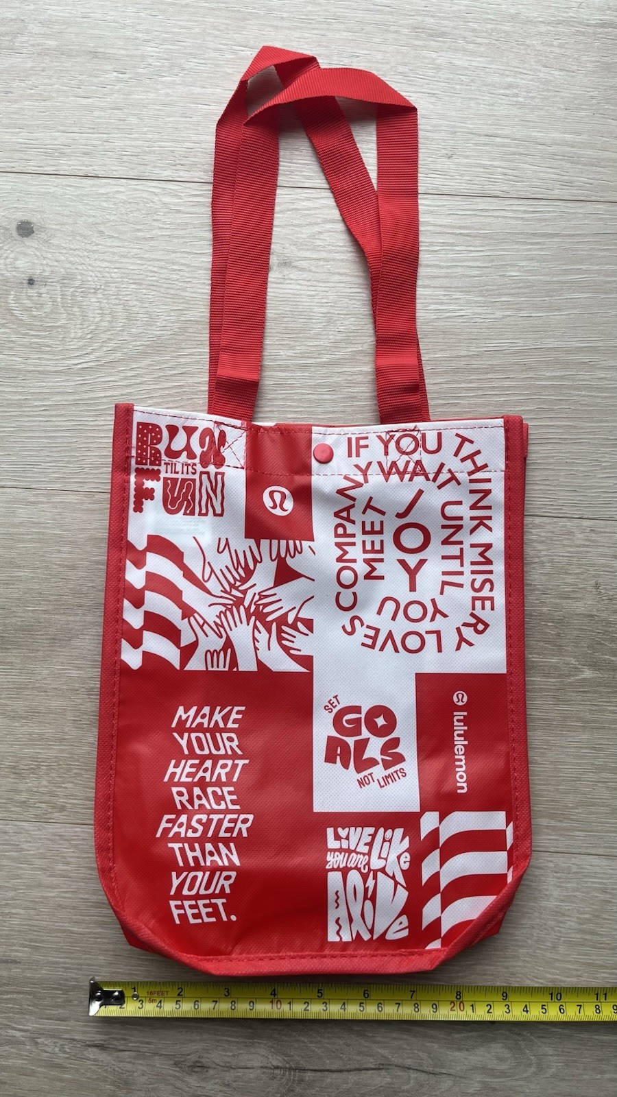 Lululemon Red And White Logo Reusable Shopping Tote Bag