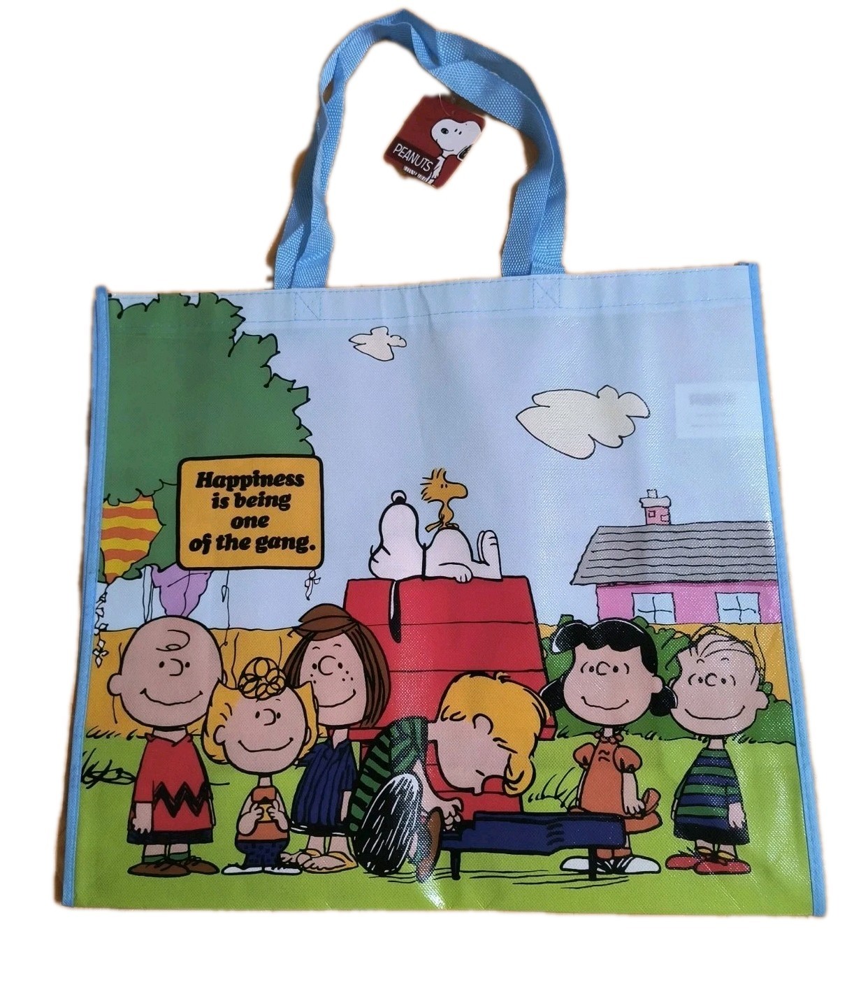 Peanuts Charlie Brown & Gang Reusable Blue Jumbo Shopping Gift Bag with Handle🆕