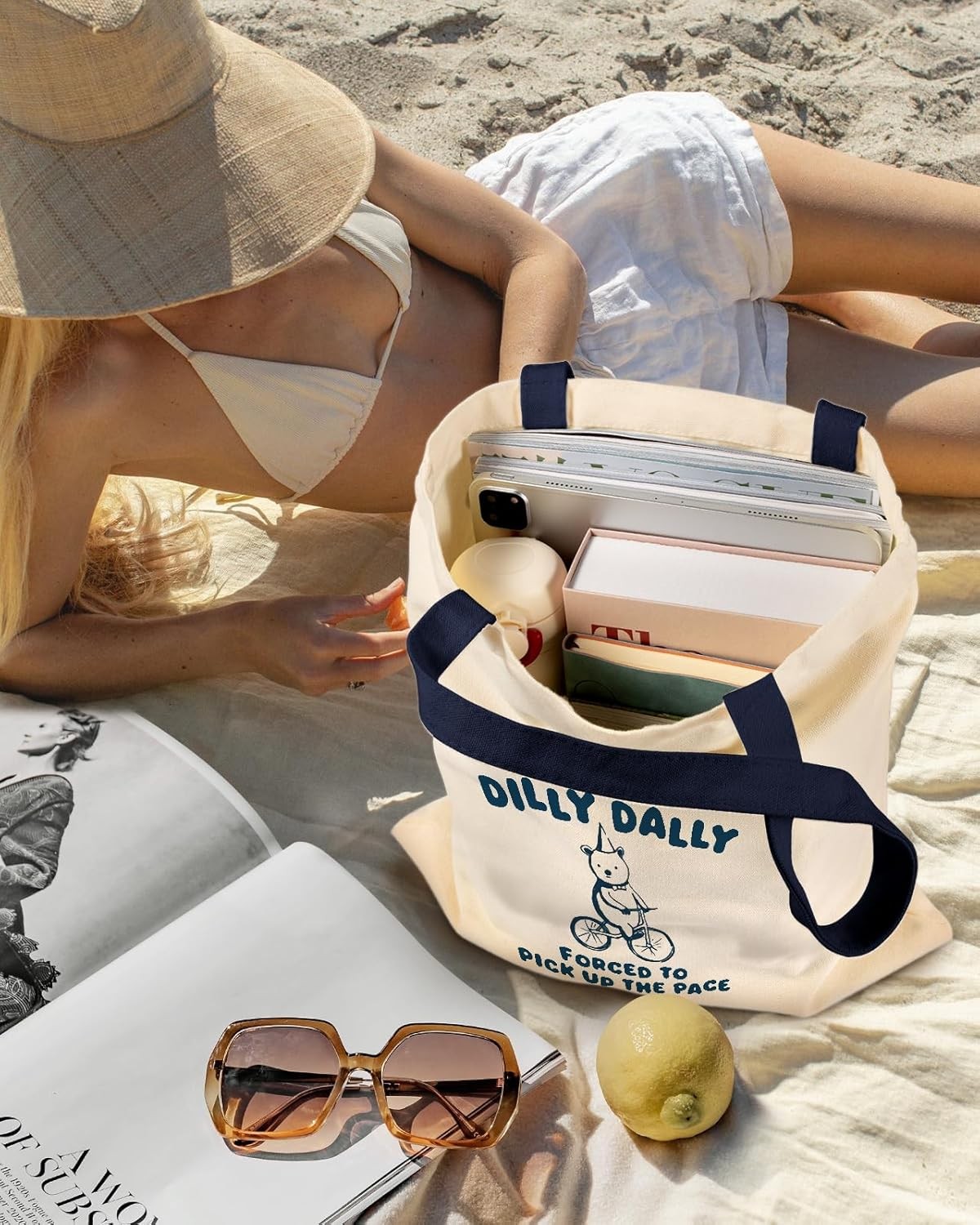 Aesthetic Canvas Tote Bag for Women – Sturdy Cloth Cotton Totes