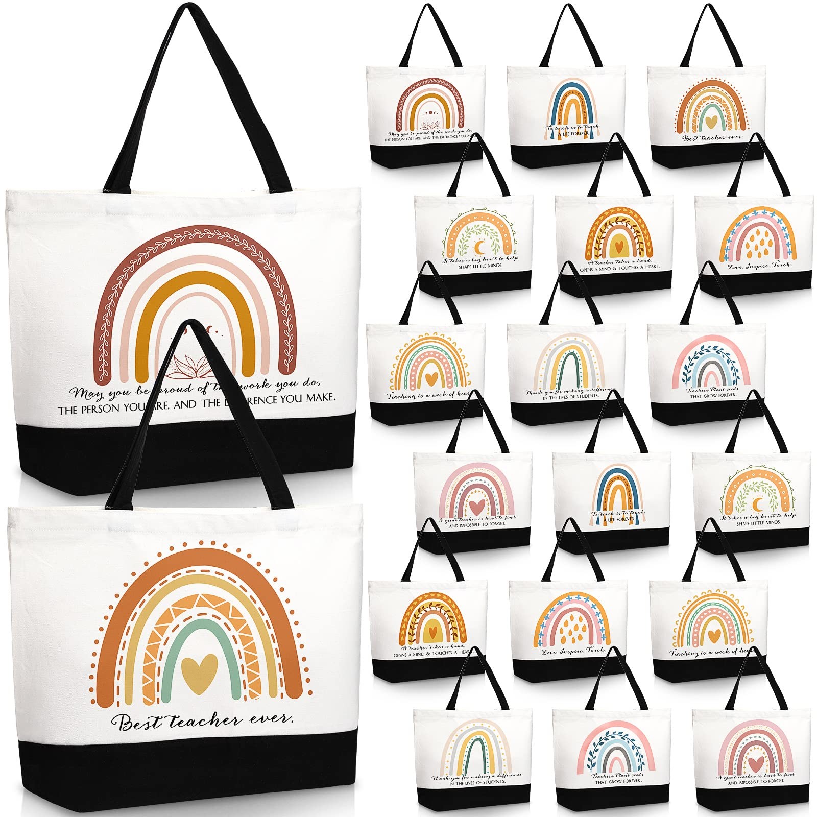 Woanger 20 Pcs End of Year Teacher Gifts Totes Bag Bulk for Women Thank You T…