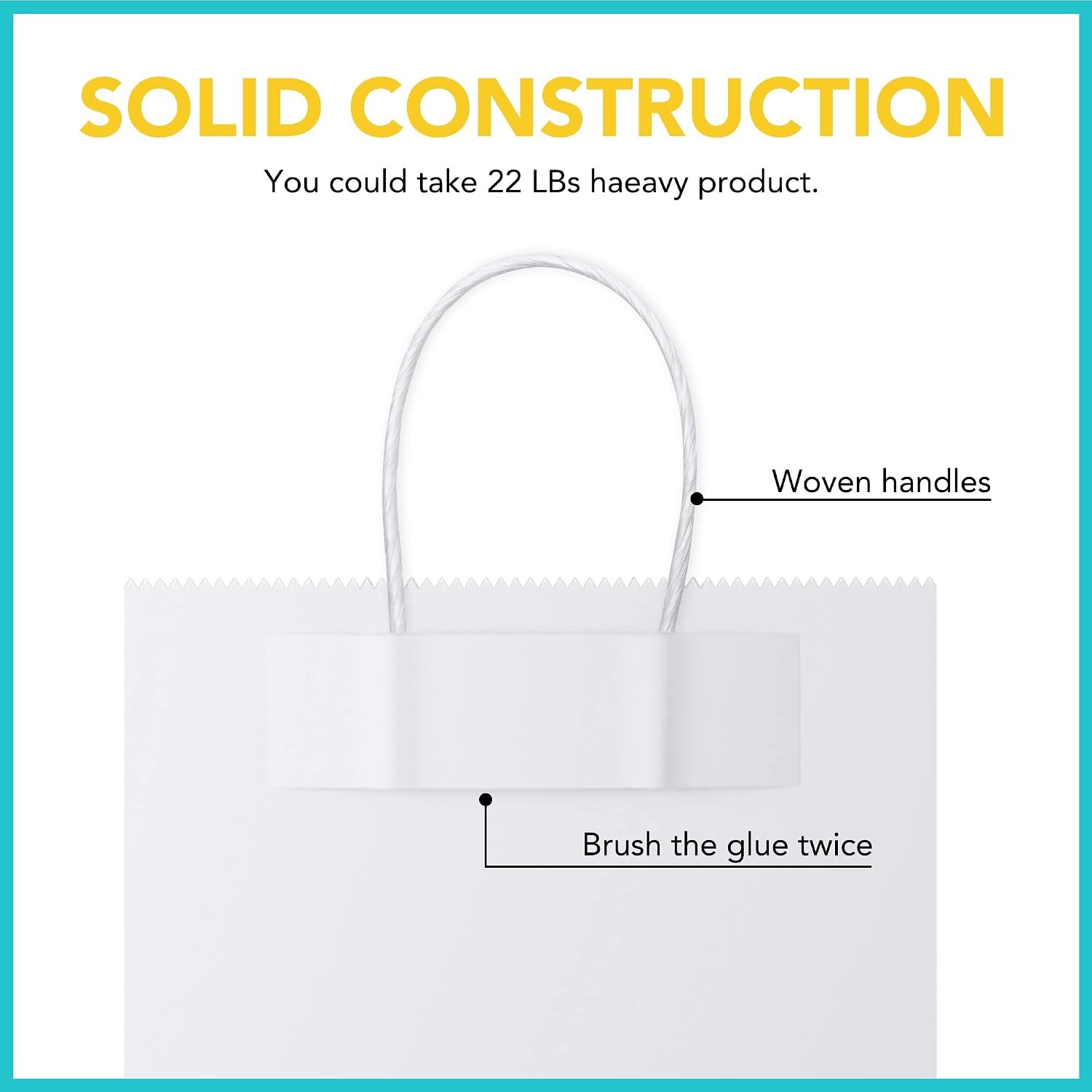 16x6x12 100Pcs White Bags with Handles,Paper Bags?White Large Paper Bag with