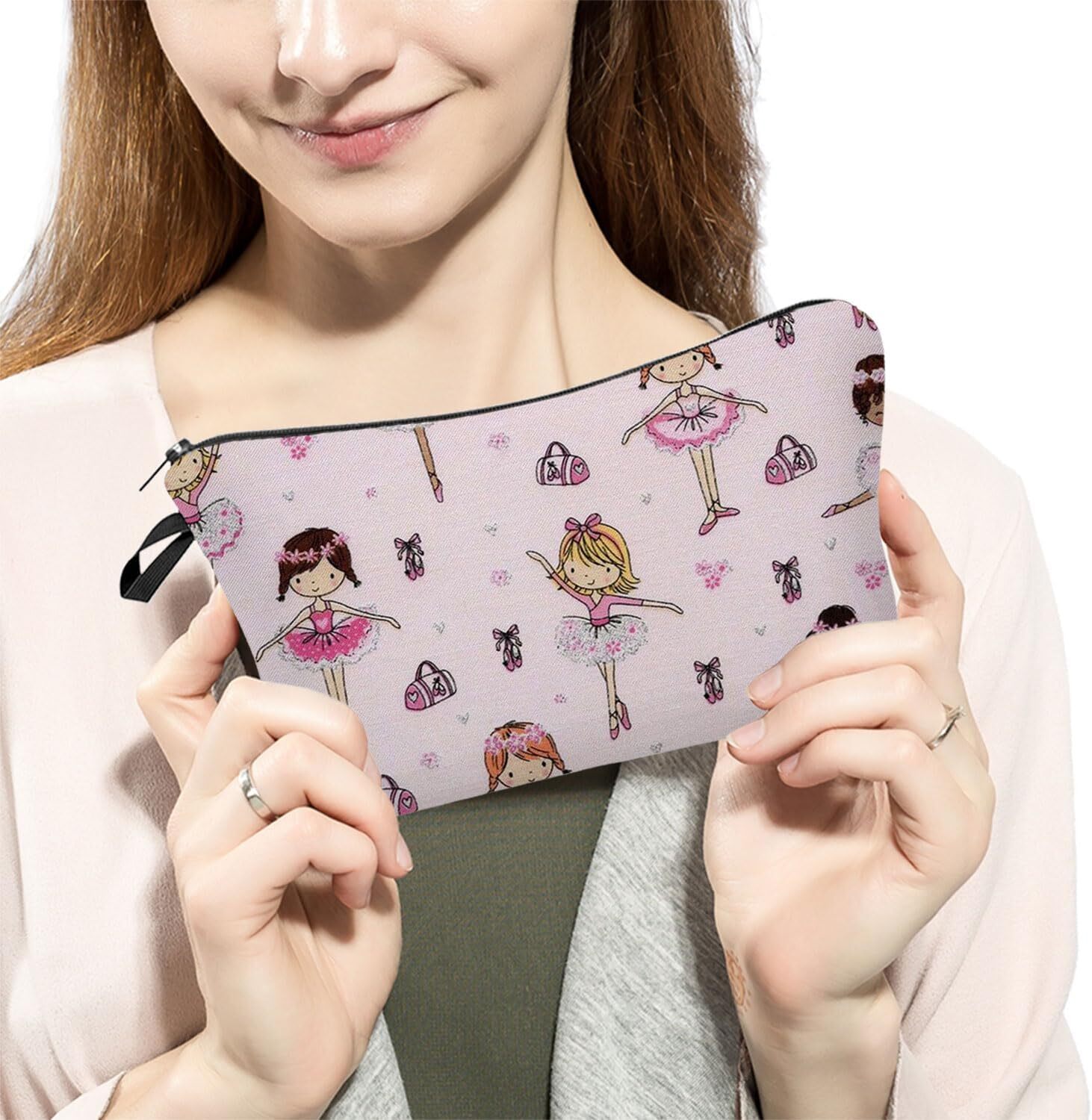 Cartoon Ballet Girl Cosmetic Bag for Women Cute Small Makeup Purse…