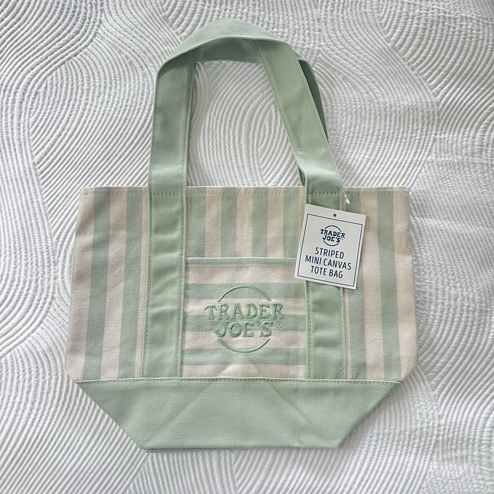 Trader Joe’s Mini Pastel Stripe Canvas Tote, Set of 4 NWT