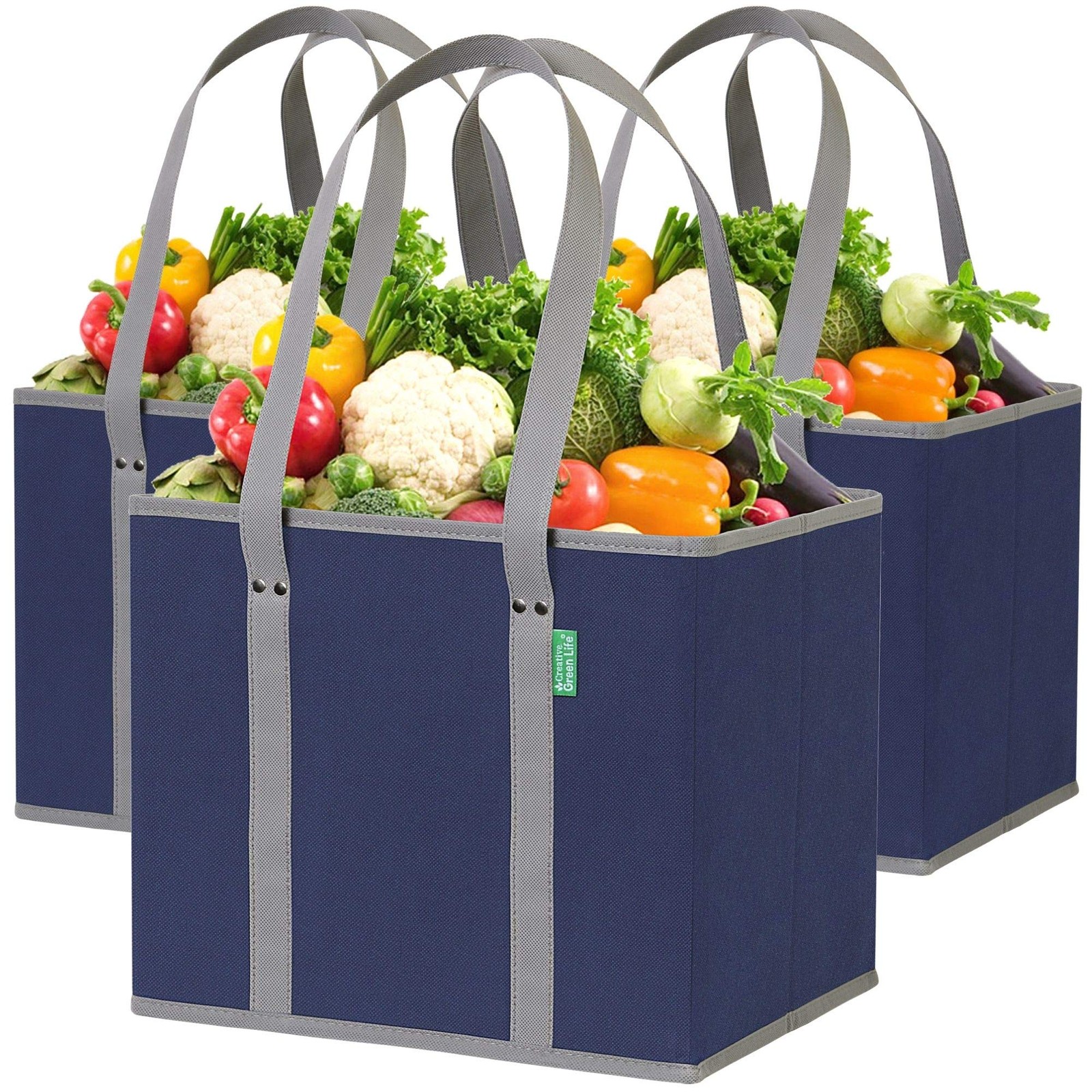Bolsas la compra reutilizables, plegables y con base resistente hacer la compra