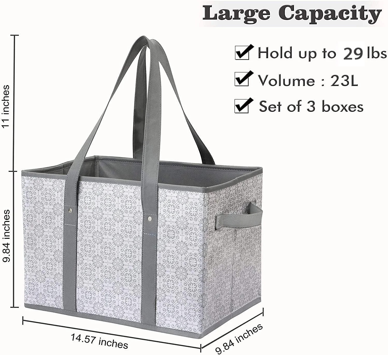 WISELIFE Reusable Grocery Bags [3 Pack],Large Grocery Tote Bag Water Resistant S