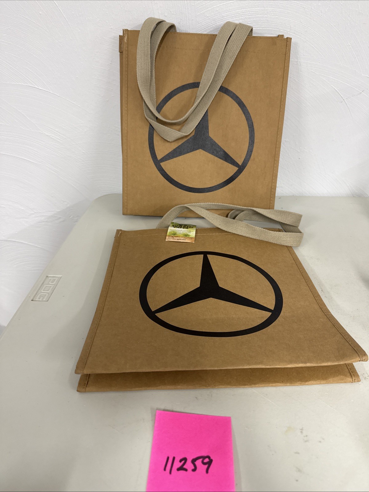 Lot Of 2 Washable Paper Mercedes-Benz Paper Tote Bag 12”x 13”x7.5” Gift Bag New