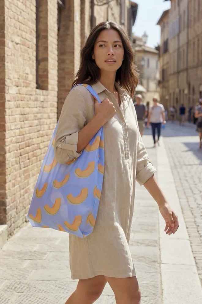 NEW! Baggu STANDARD BAG in “Cantaloupe Blue” — Recycled Nylon, SOLD OUT + RARE!