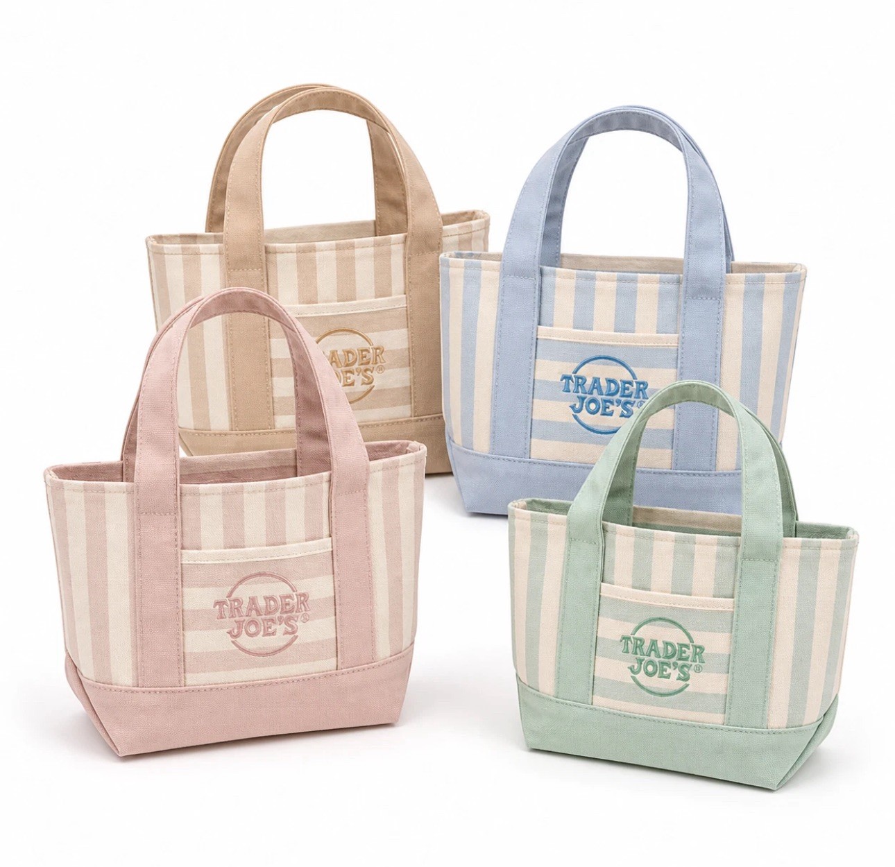 Trader Joe’s Striped Canvas Mini Tote Bag Set 4 Colors Summer 2026 Limited