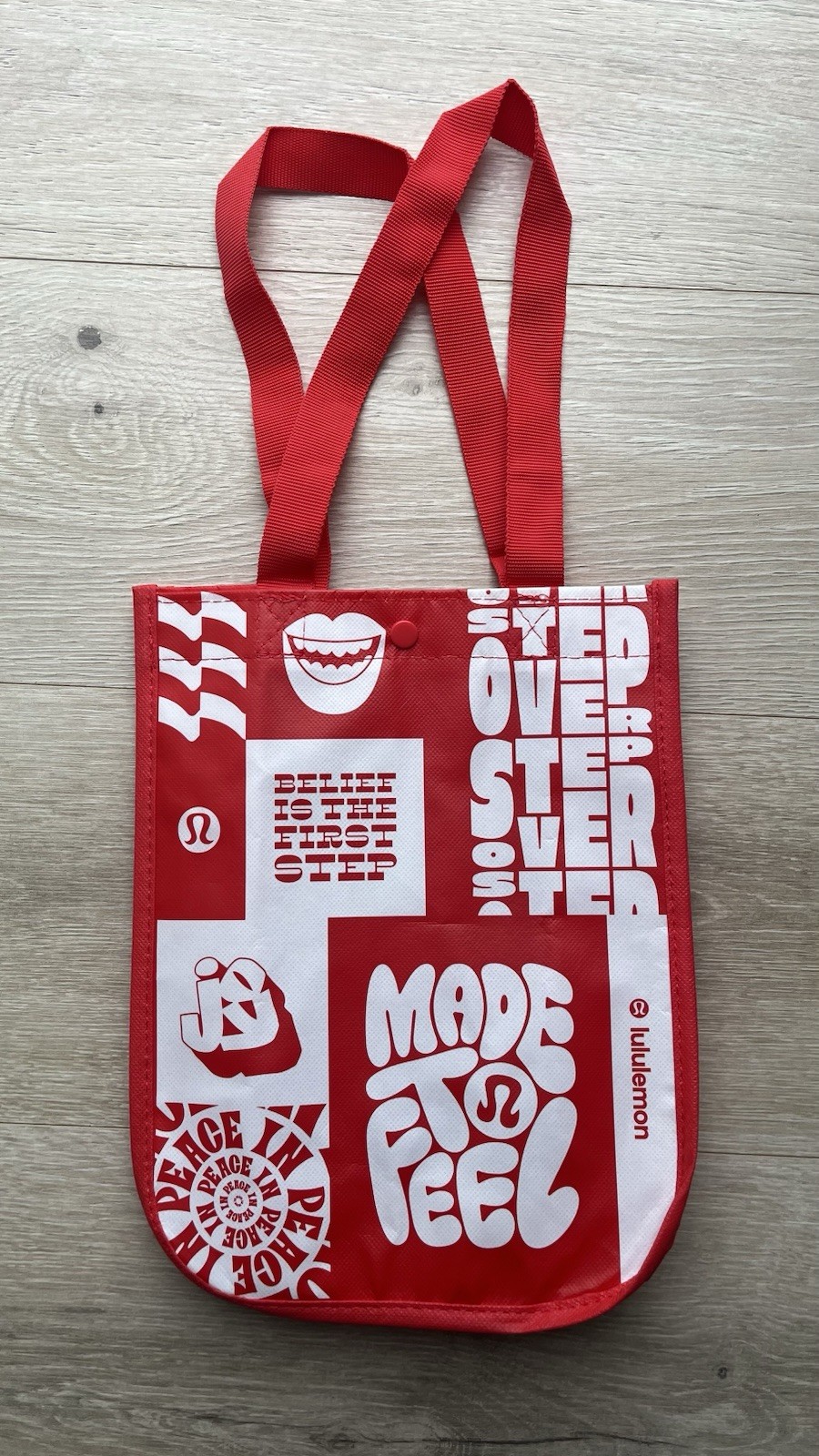 Lululemon Red And White Logo Reusable Shopping Tote Bag