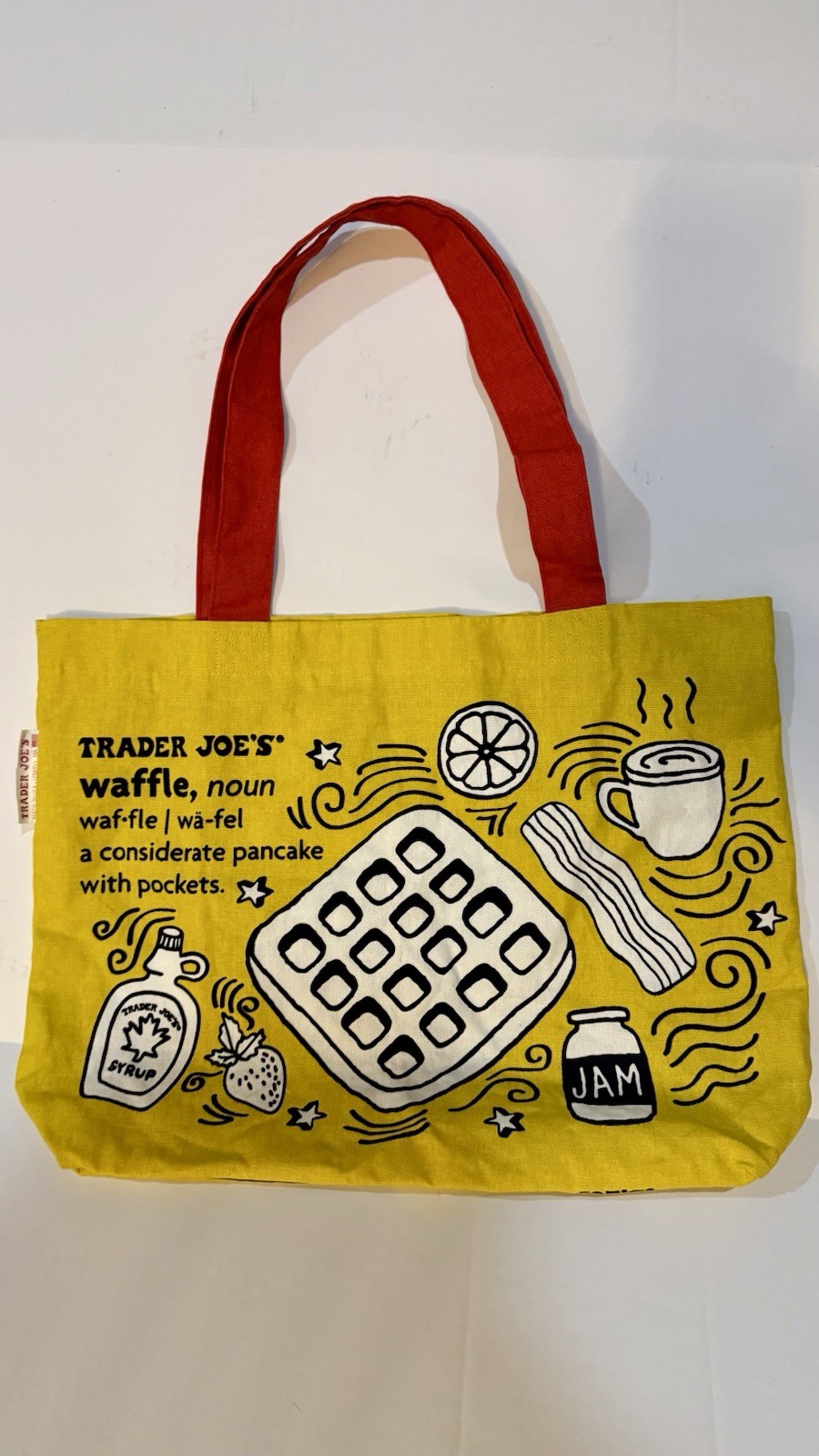 Trader Joe’s Breakfast Waffle Toast Milk Jam Shopping Reusable Grocery Eco Bag