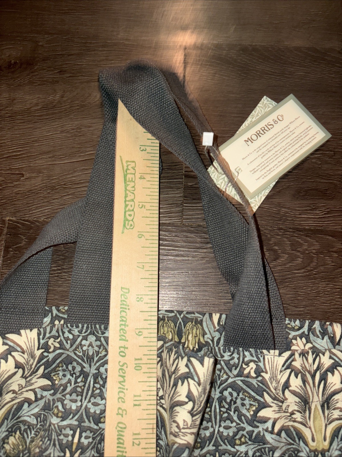 New MORRIS & Co. 100% COTTON CANVAS Blue FLORAL TOTE BAG 16”L 15”H 6”W Sturdy