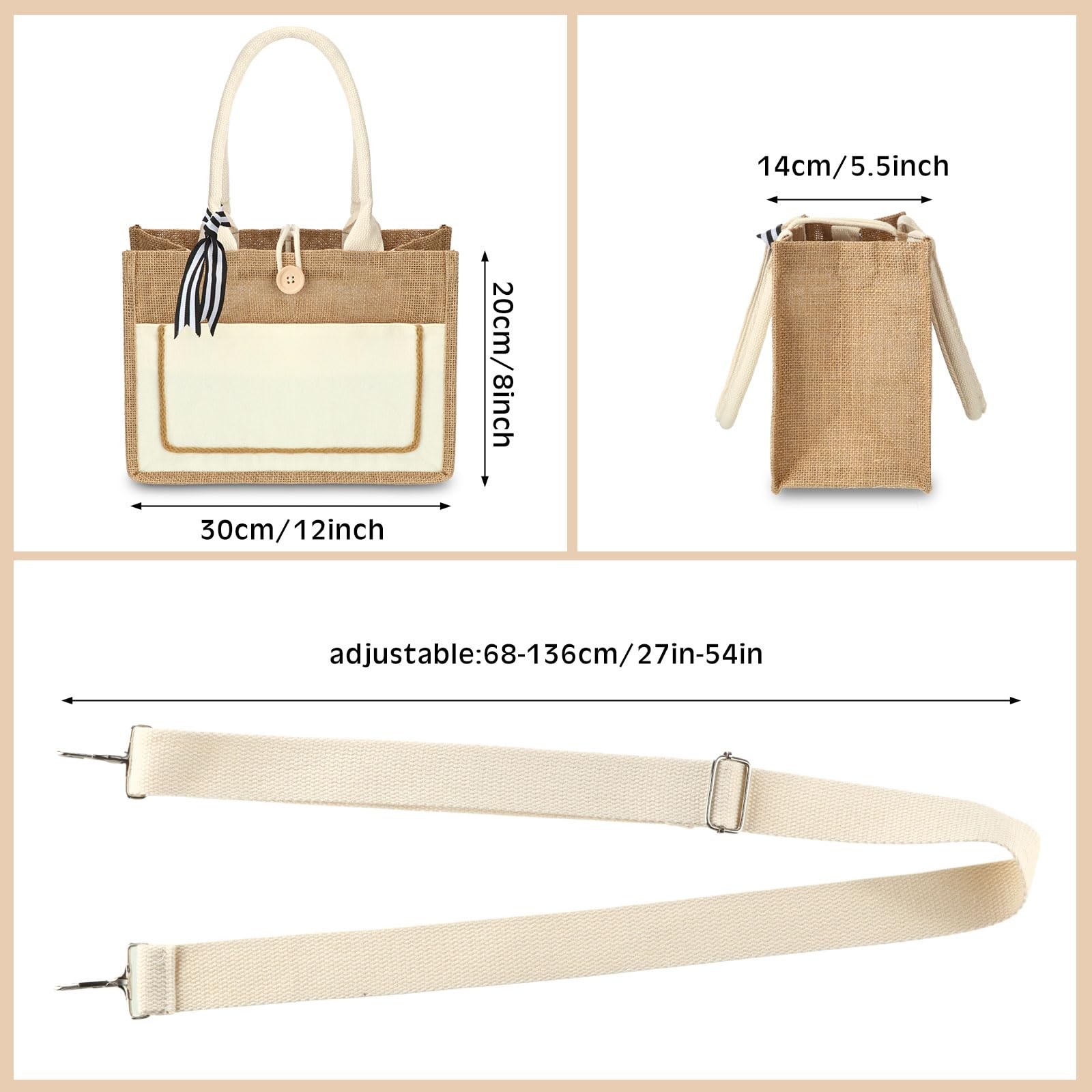 Silkfly 12 Pack Burlap Tote Bags Bulk, Jute Canvas Gift Bags with Handles, 12…