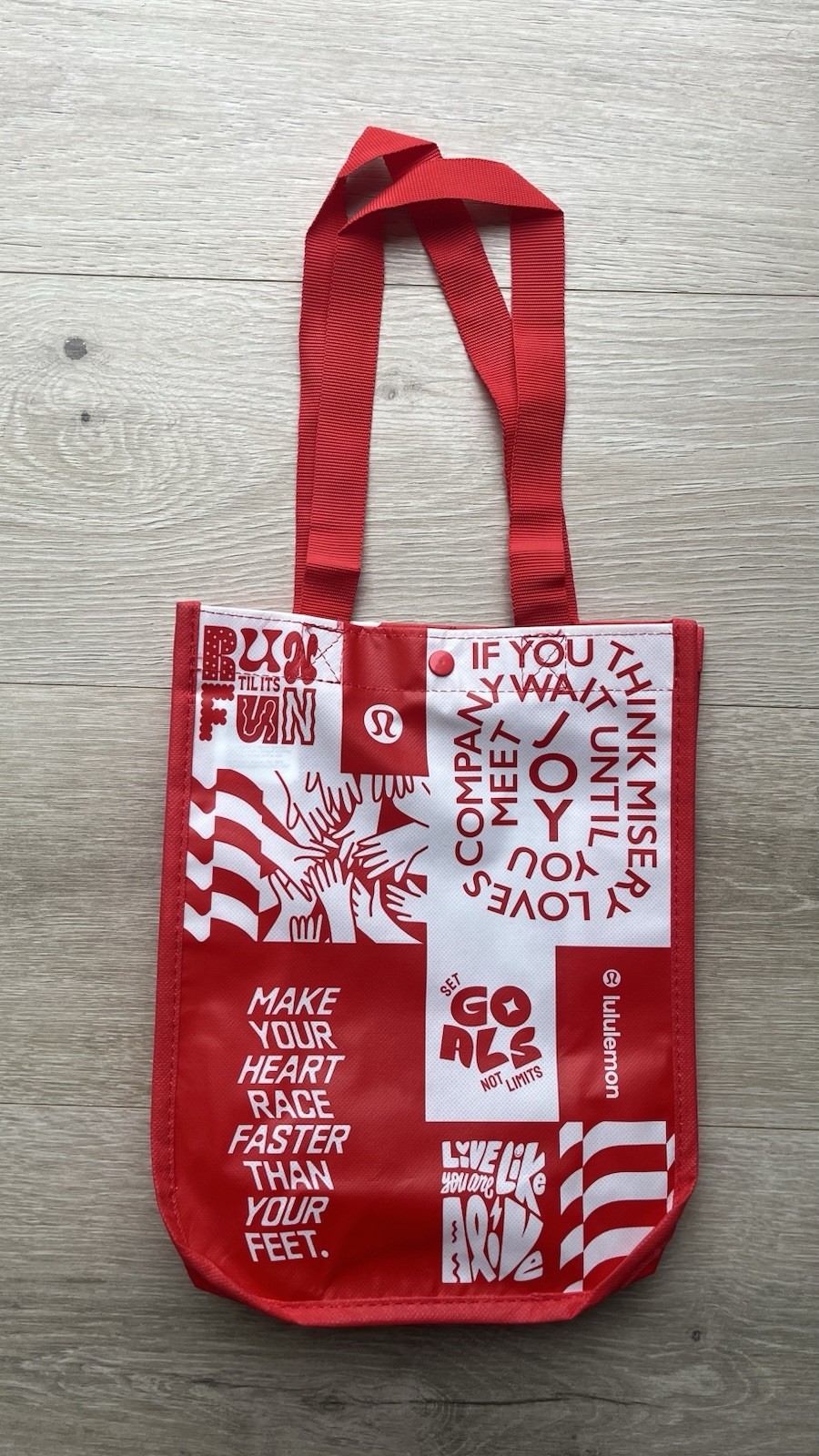 Lululemon Red And White Logo Reusable Shopping Tote Bag