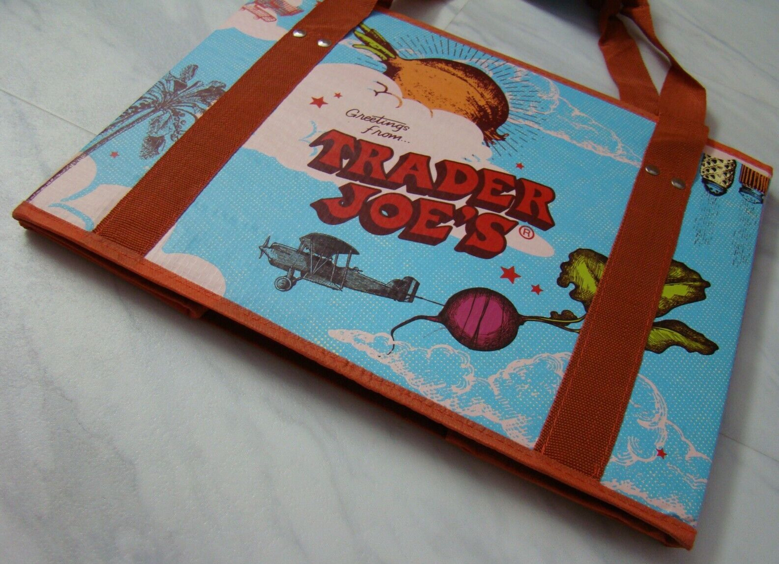 New Trader Joe’s Stand Up Collapsible Reusable Grocery Tote Shopping Bag