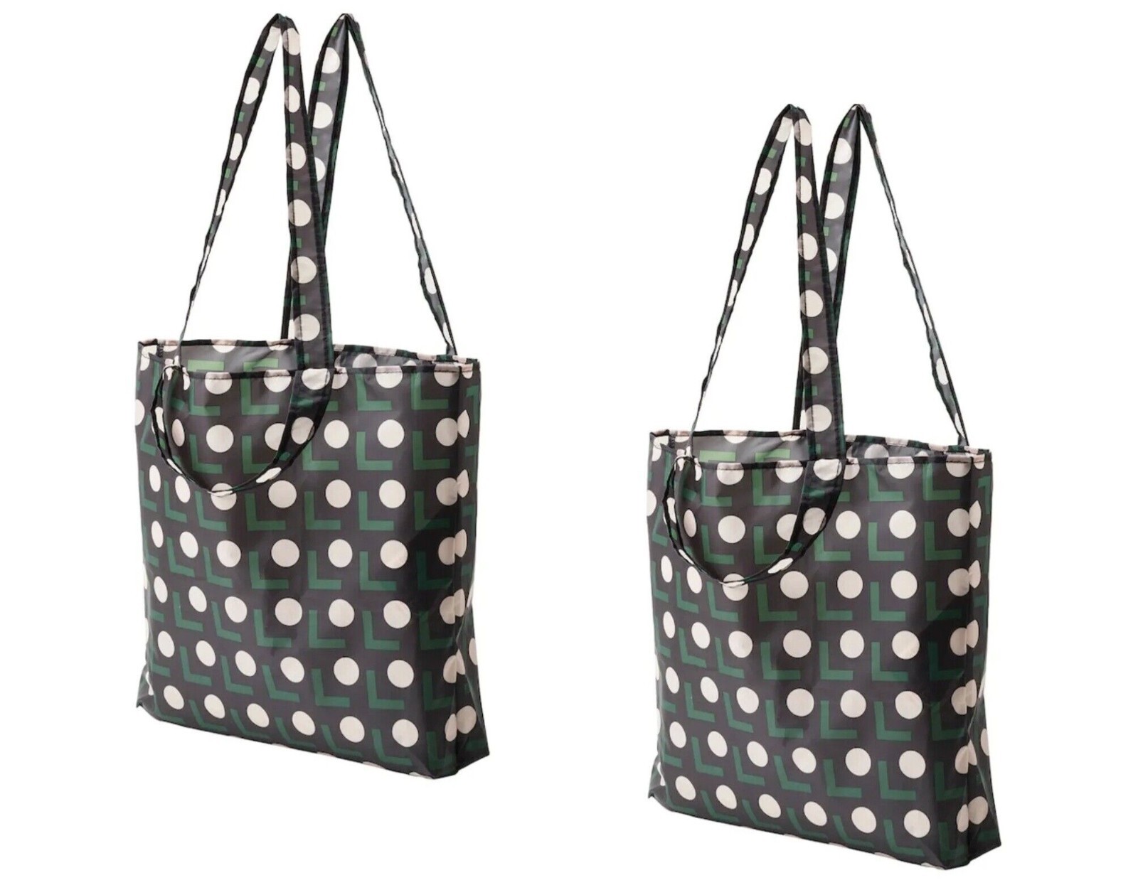 2 x Ikea Foldable bag reusable shopping bag tote sack Skynke Green Black