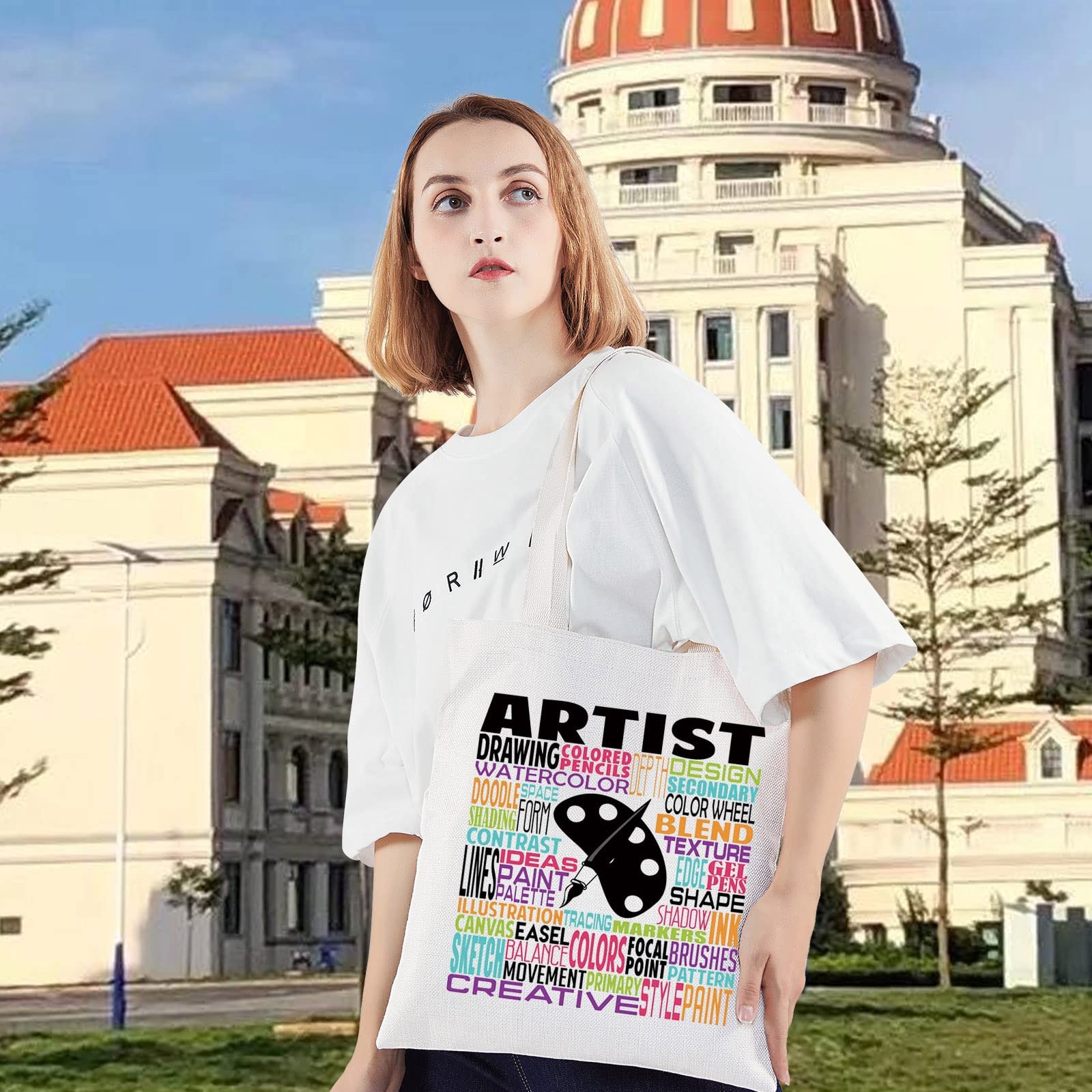 Artist Canvas Tote Bag Gift For Art Teacher Artistic Shoulder Bag For Art Gra…